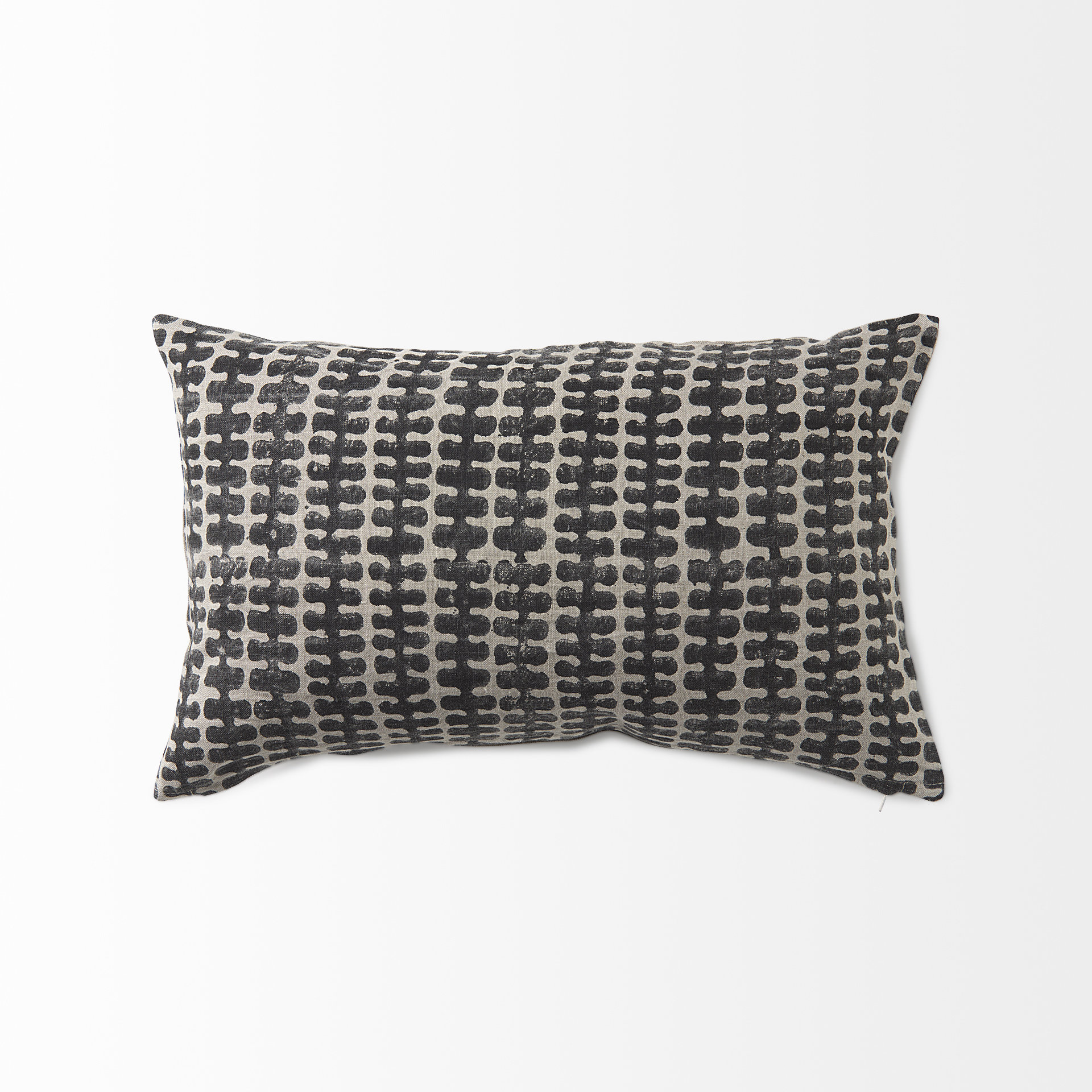 miriam 13l x 21w beige and black fabric patterned decorative pillow cover
