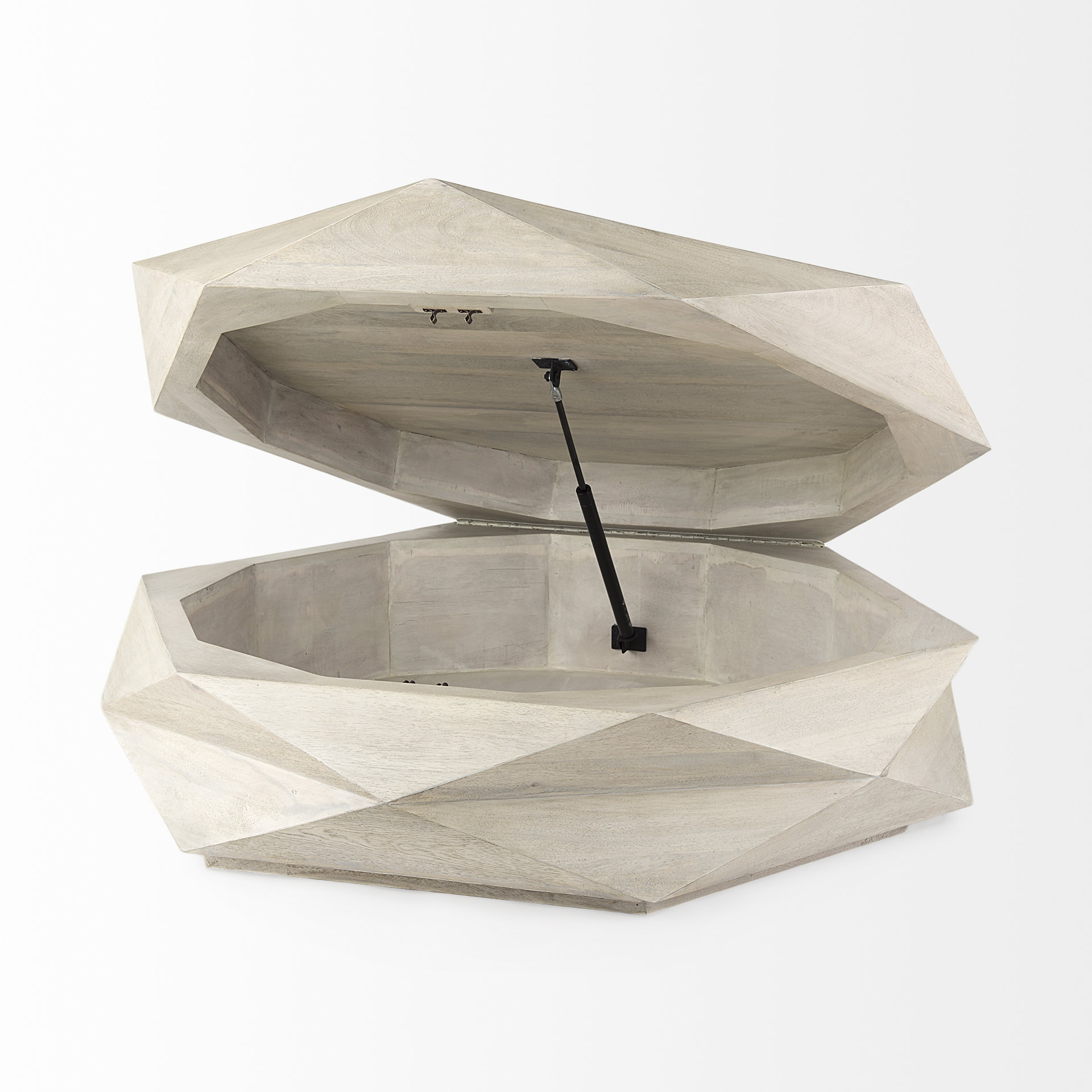 arreto natural solid wood hexagonal storage coffee table