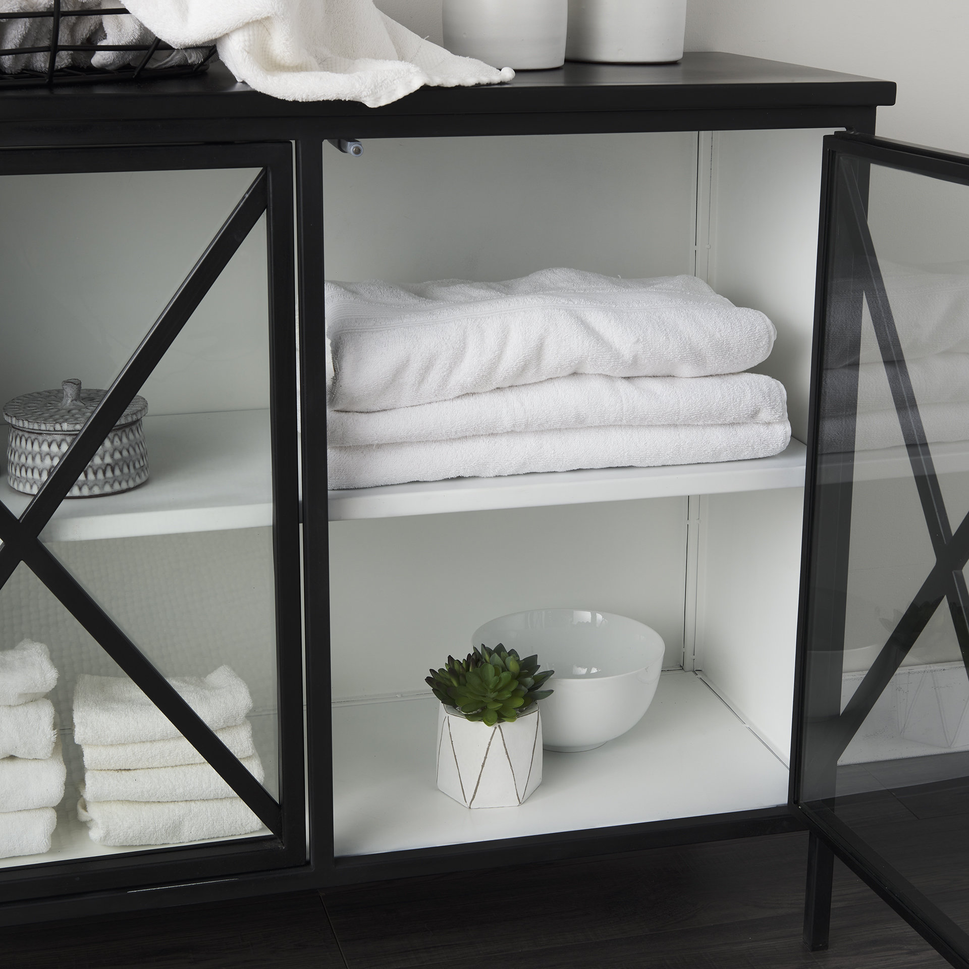 aurelia two door glass cabinet