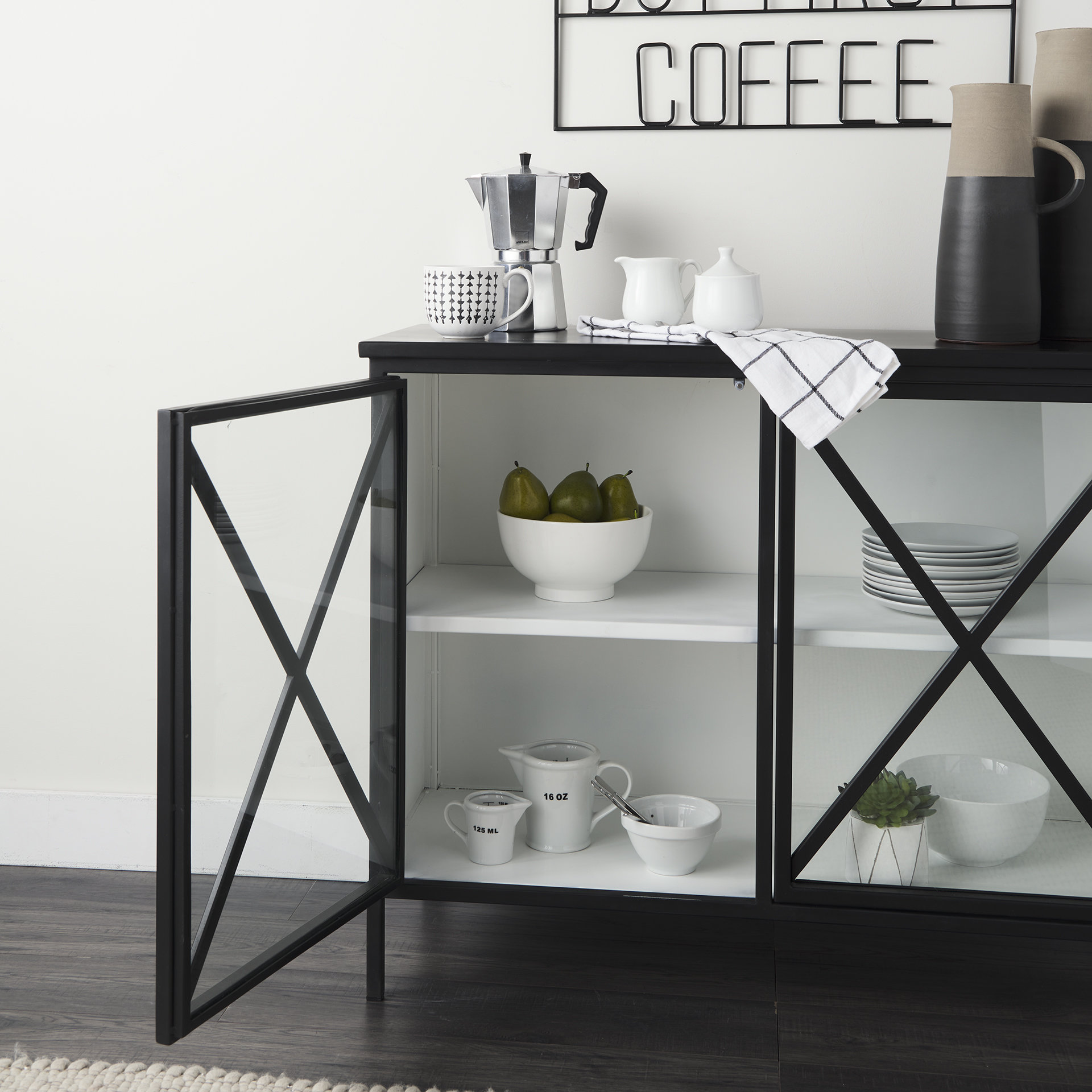 aurelia two door glass cabinet