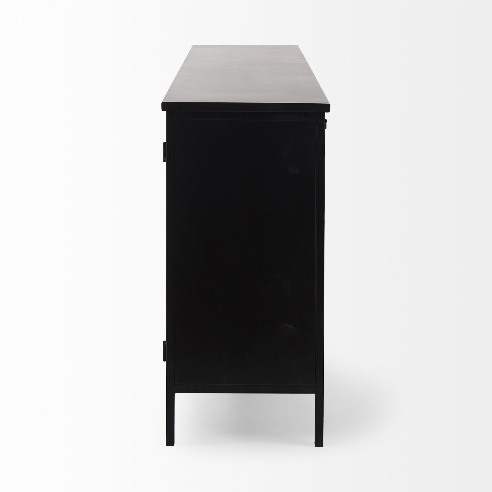 aurelia 79.0l x 16.0w x 33.0h black and white metal four door glass cabinet