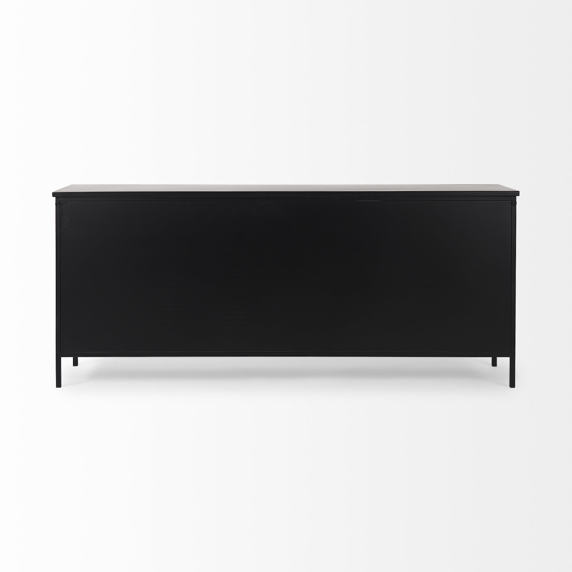 aurelia 79.0l x 16.0w x 33.0h black and white metal four door glass cabinet