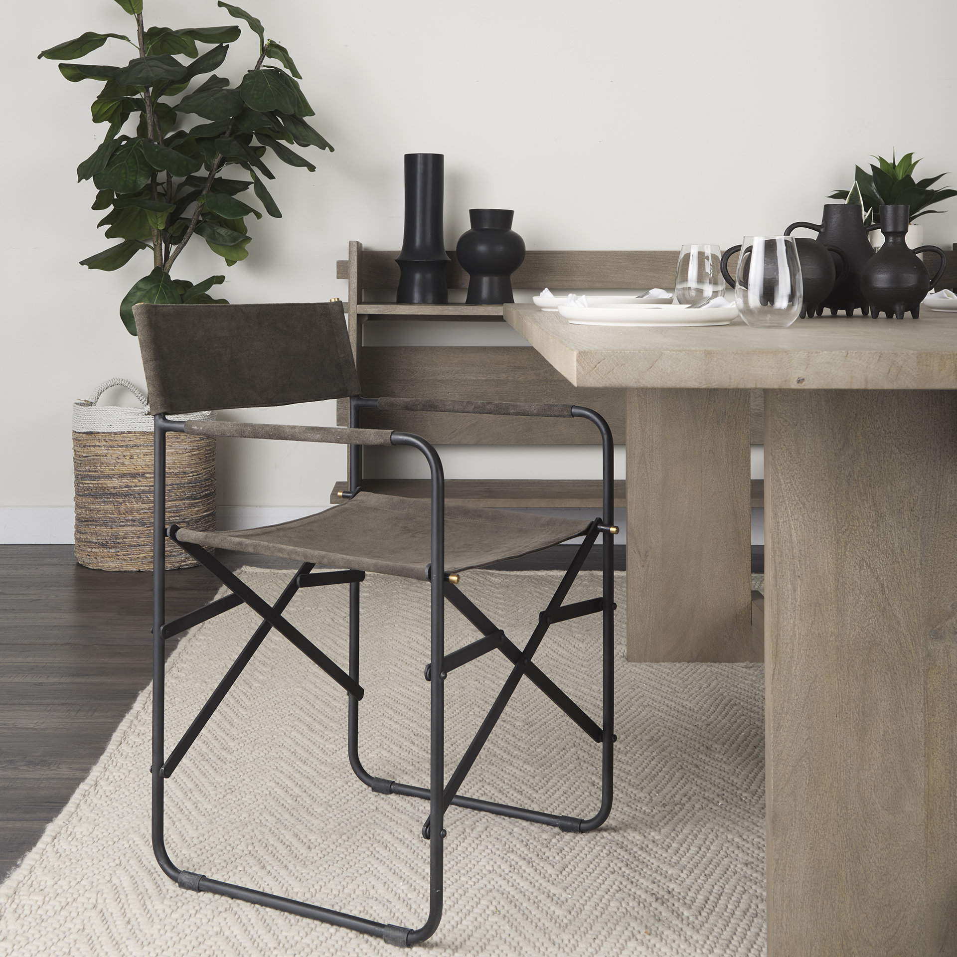 direttore 19.25l x 20w x 31h brown/gray suede w/ metal frame dining chair