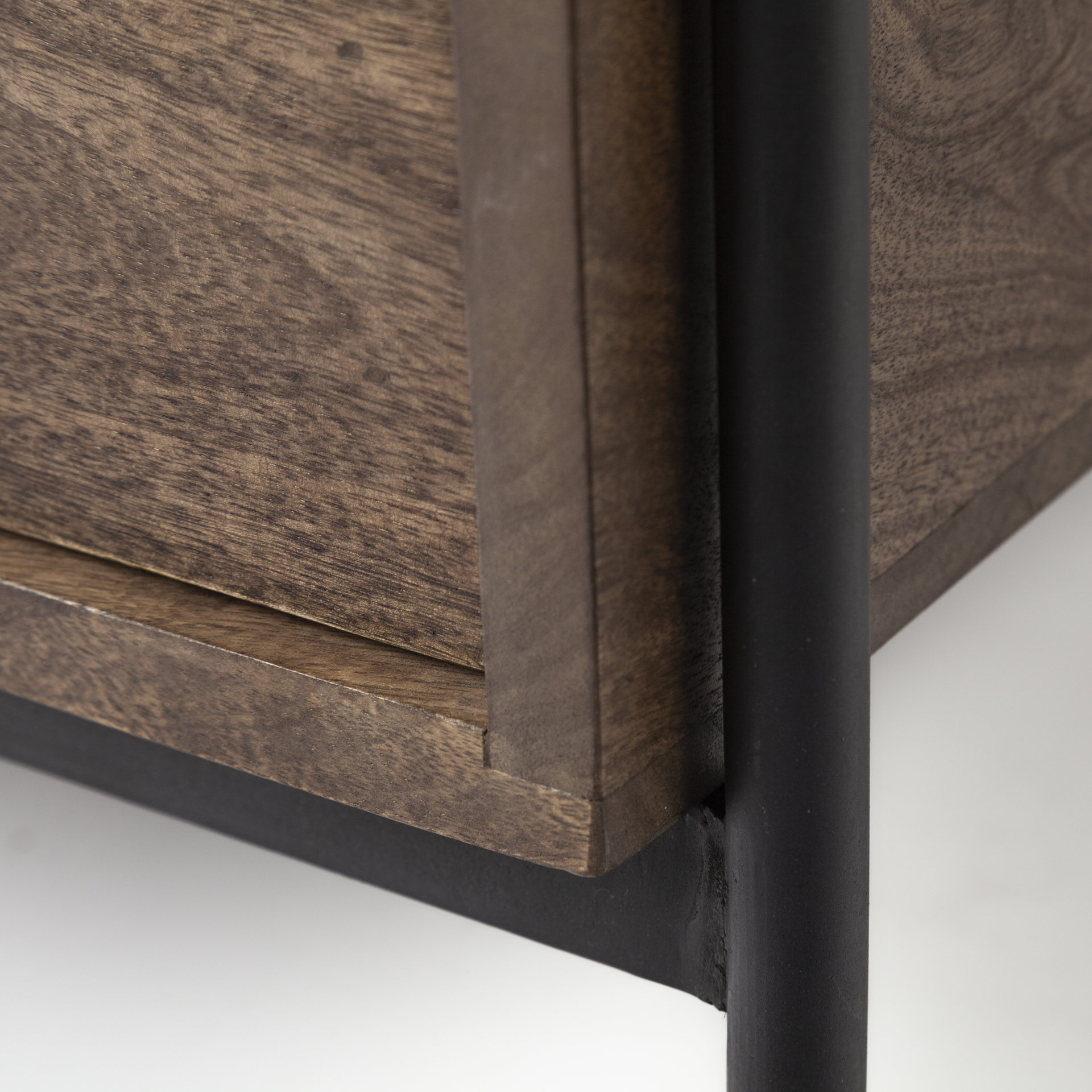 Glenn I 20L x 21W x 24H Dark Brown Wood w/ Black Iron Frame Square End/Side Table