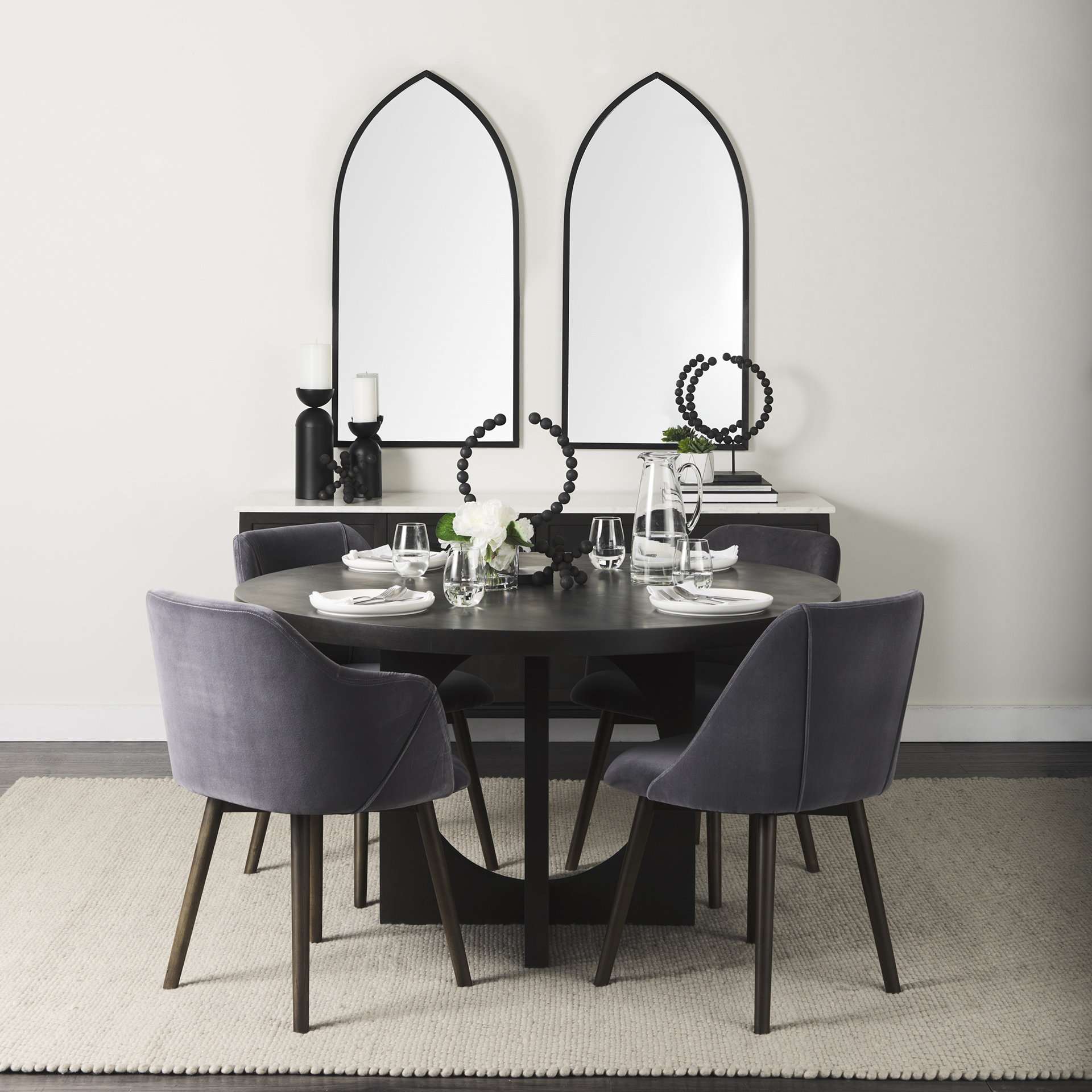liesl 54.l x 54.0w x 30.0h black wood w/ circular top dining table