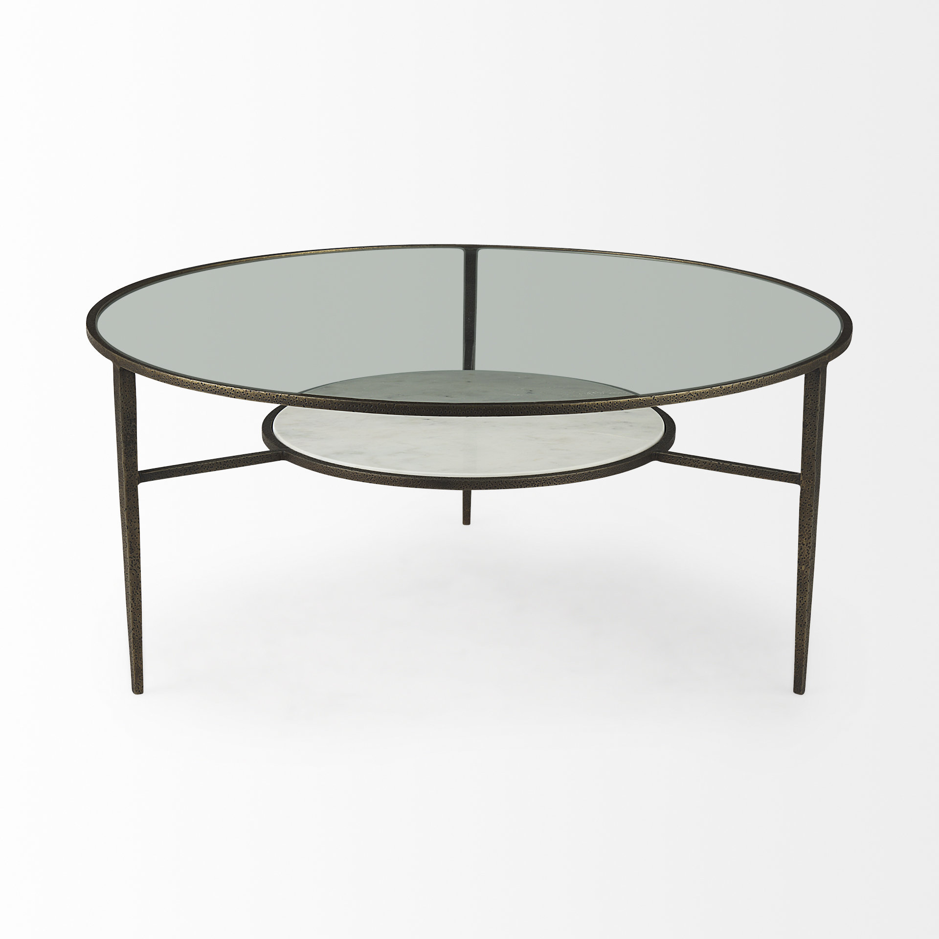 felicity 36.0l x 36.0w x 16.0h marble top w/iron frame coffee table