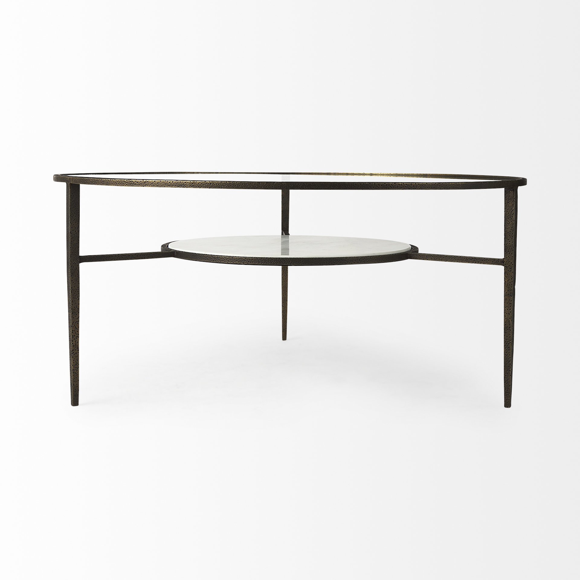 felicity 36.0l x 36.0w x 16.0h marble top w/iron frame coffee table