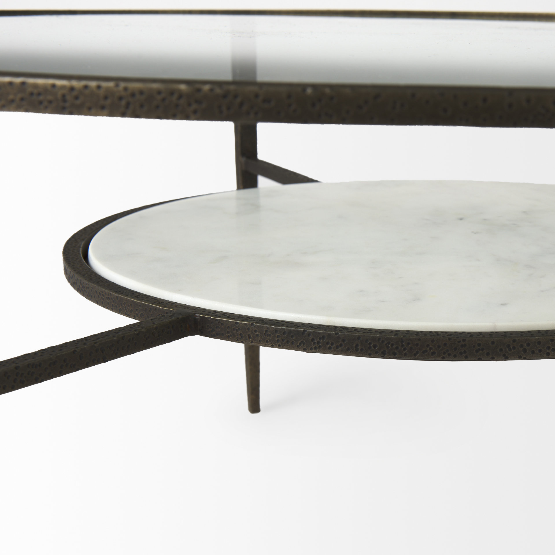 felicity 36.0l x 36.0w x 16.0h marble top w/iron frame coffee table