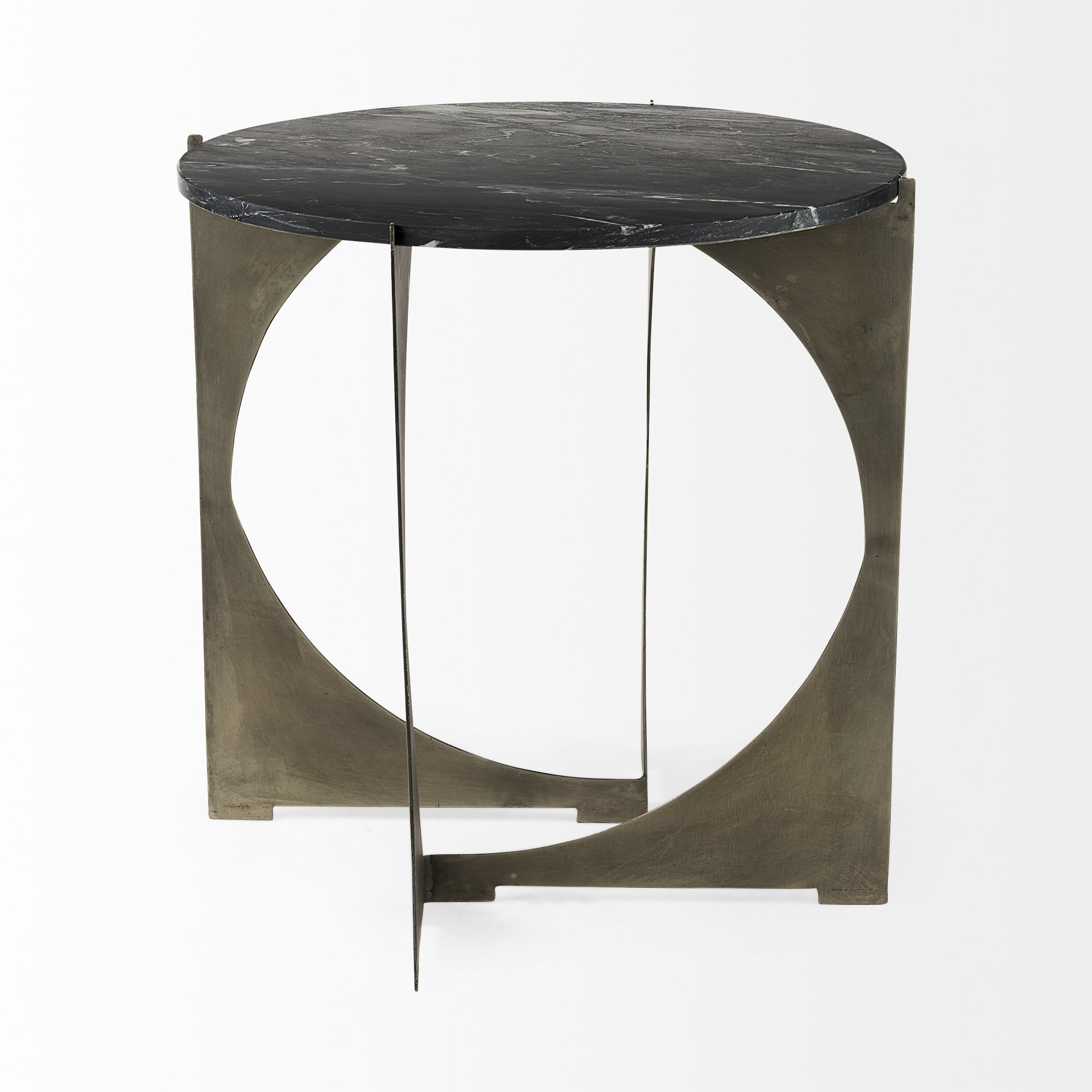 reinhold ii 21l x 21w x 21h black marble top iron side table