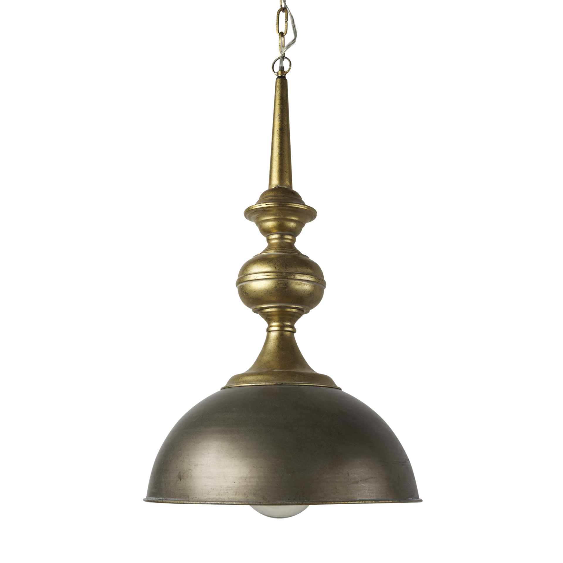 capsa 17x29 antique gold and silver toned metal dome pendant light