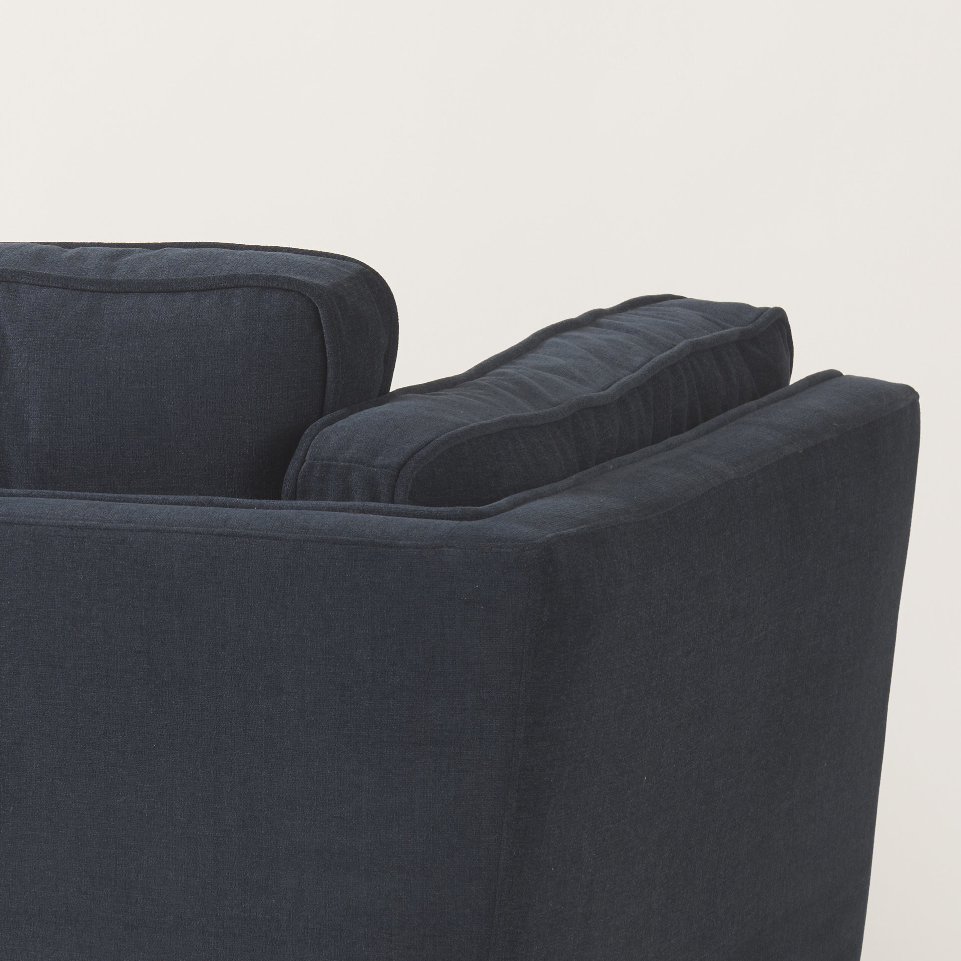 brooks 41.7l x 34.8w x 33.5h navy blue fabric chair w/ medium brown wooden legs