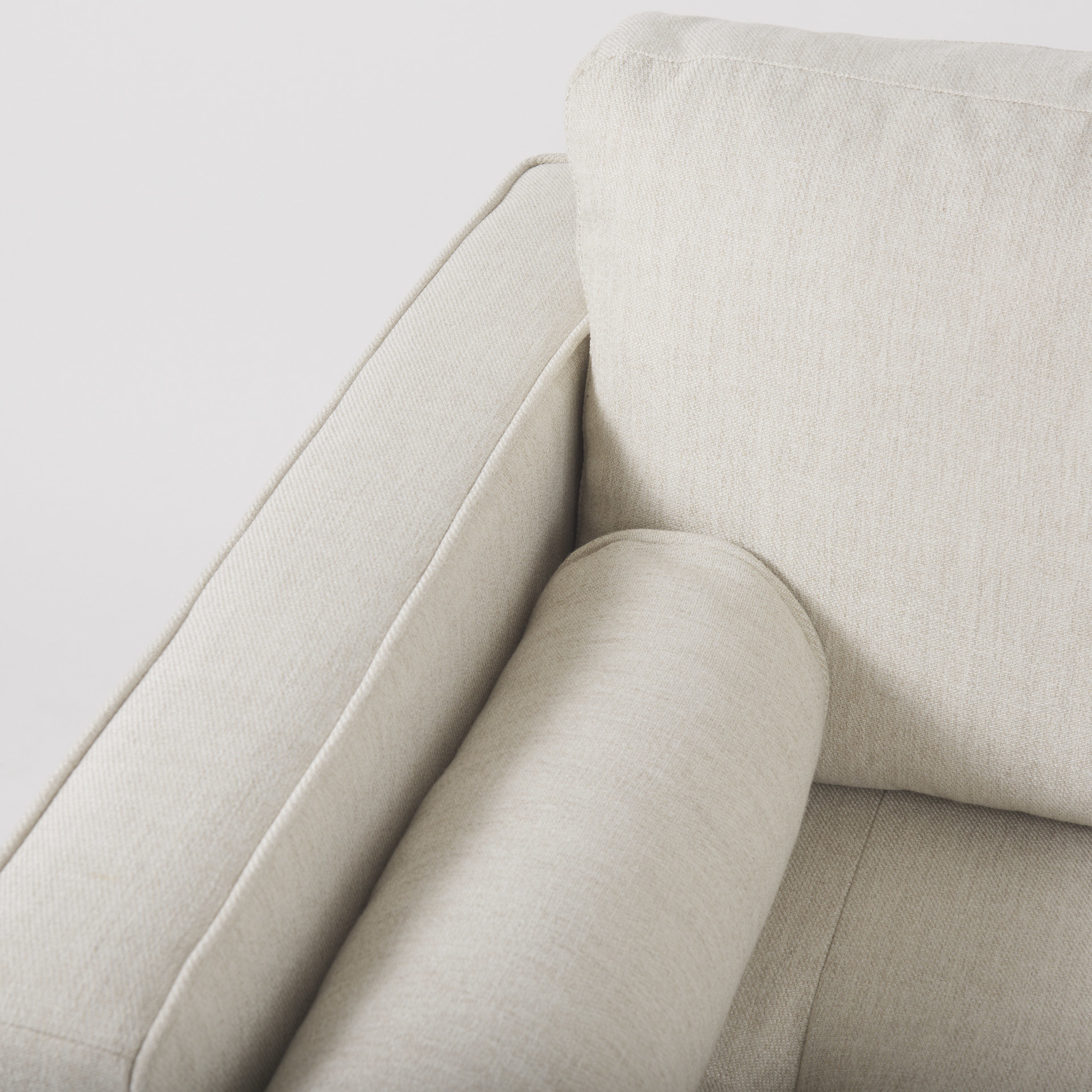 loretta 40.7l x 36.2w x 33.9h cream fabric chair w/ two bolster cushions