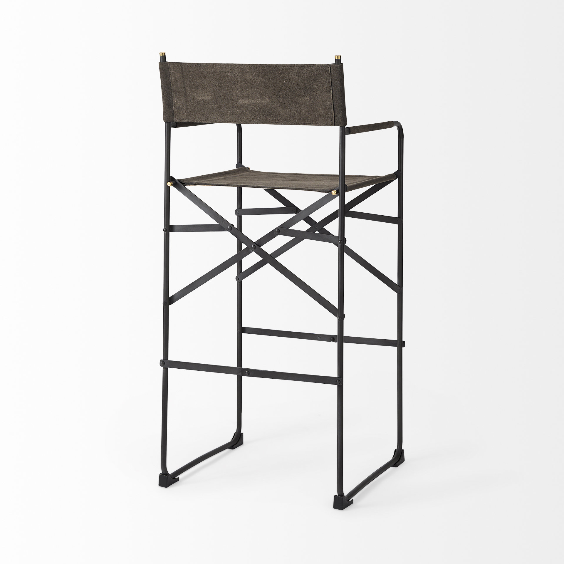 direttore 19.3l x 19.3w x 44.1h brown/gray suede w/ metal frame bar stool
