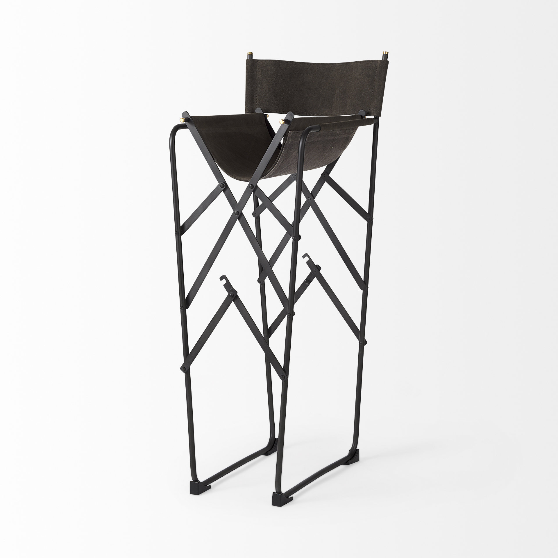 direttore 19.3l x 19.3w x 44.1h brown/gray suede w/ metal frame bar stool
