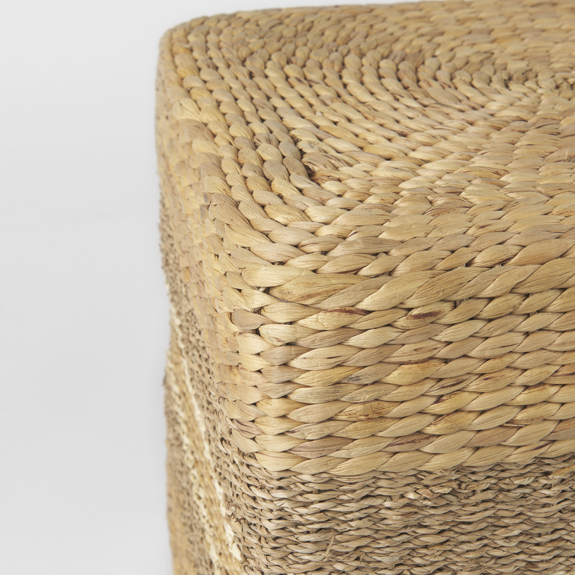 maya 17.7l x 17.7w x 17.7h light brown w/medium brown stripes seagrass square pouf