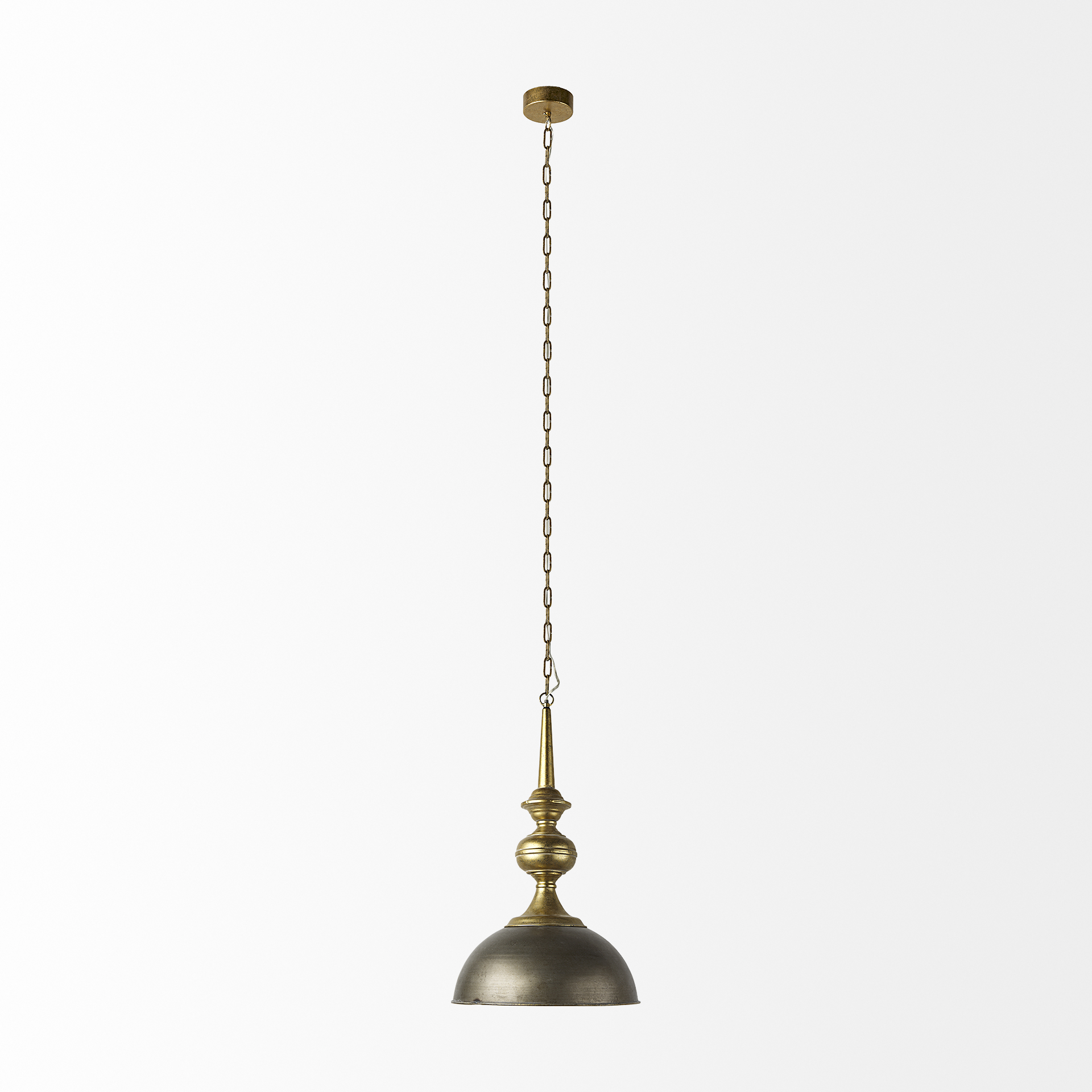 capsa 17x29 antique gold and silver toned metal dome pendant light