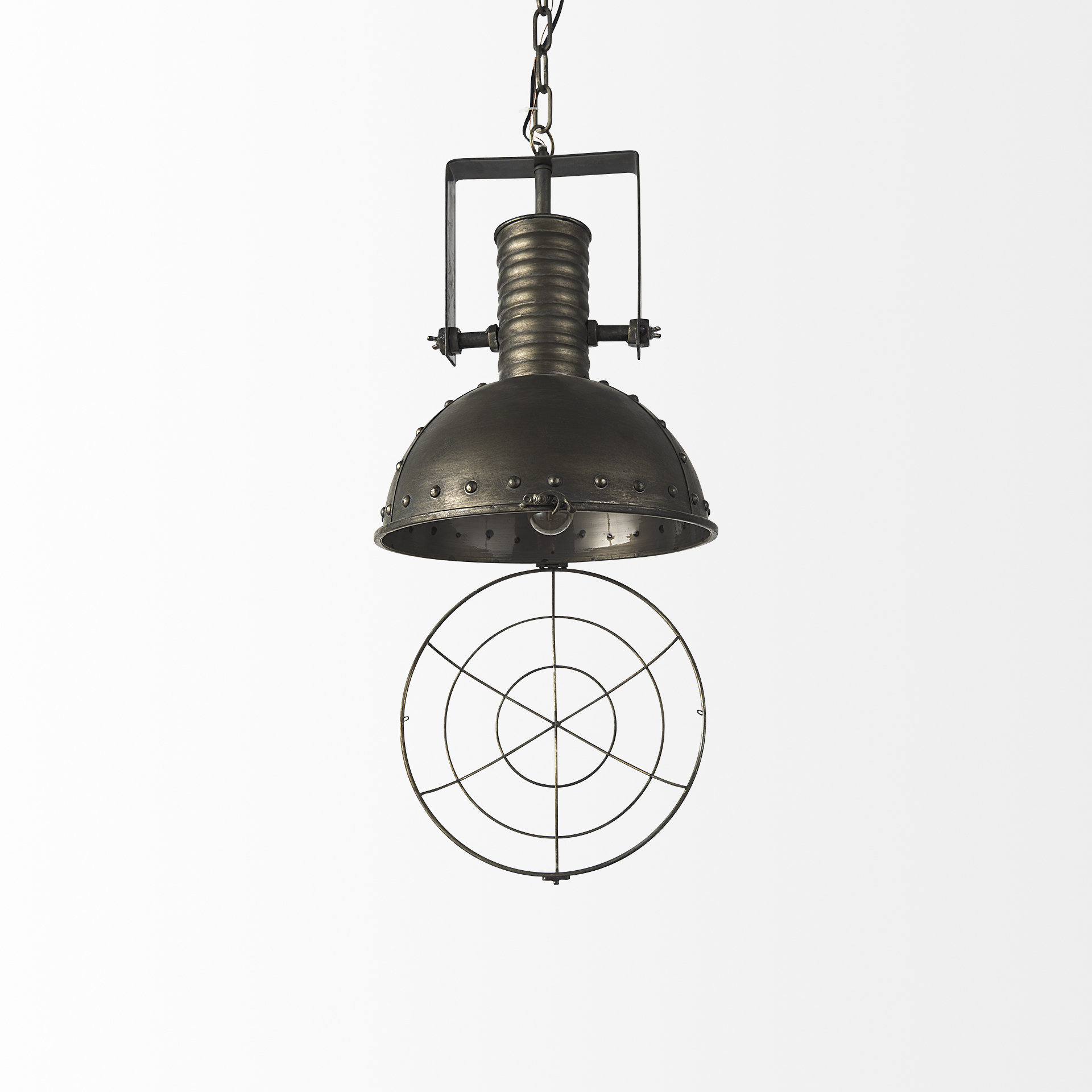 zaio 12.5lx 12.5w x 18.5h weathered antique gold metal caged bulb pendant light