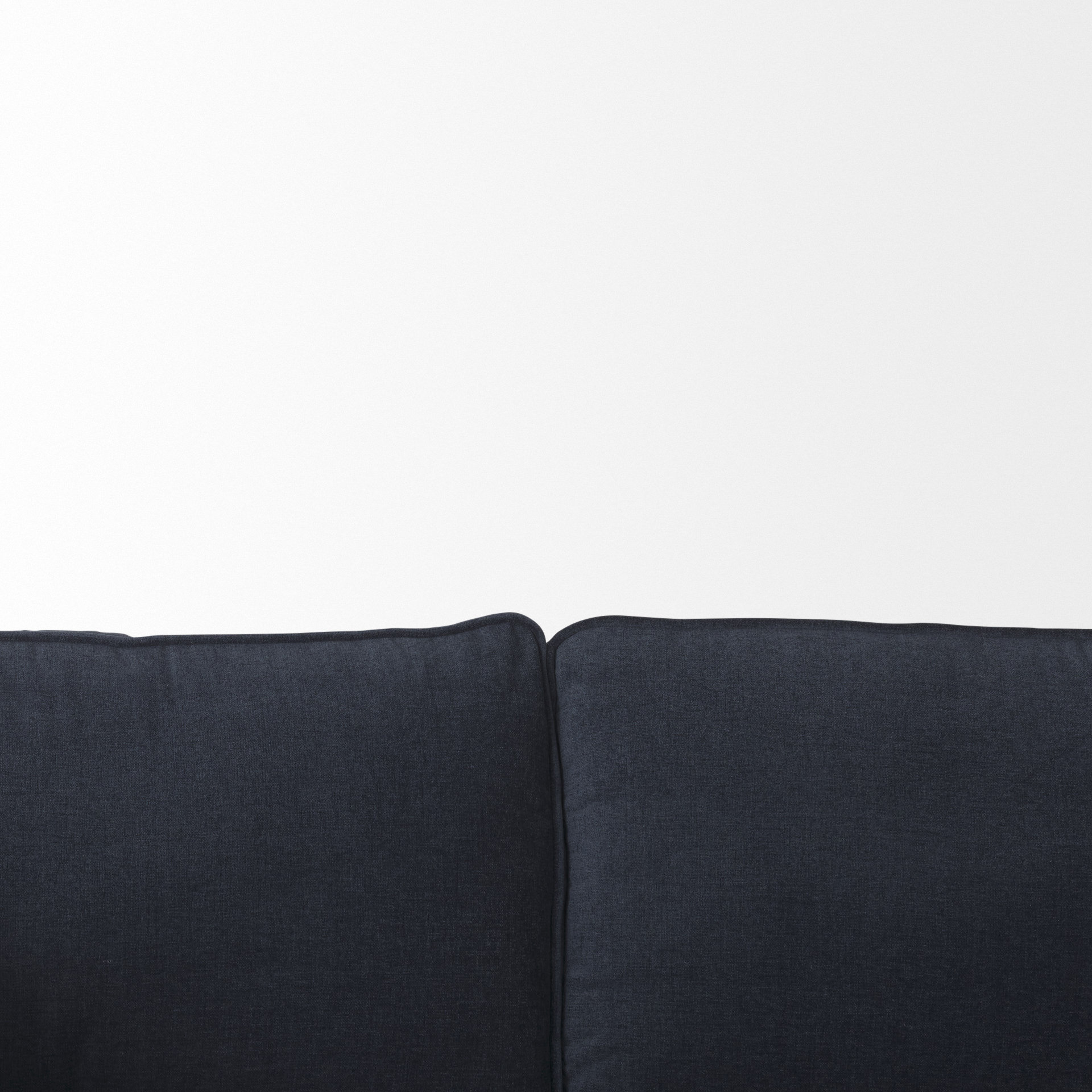 brooks 90.2l x 34.8w x 33.5h navy blue fabric three seater sofa w/ medium brown wooden legs