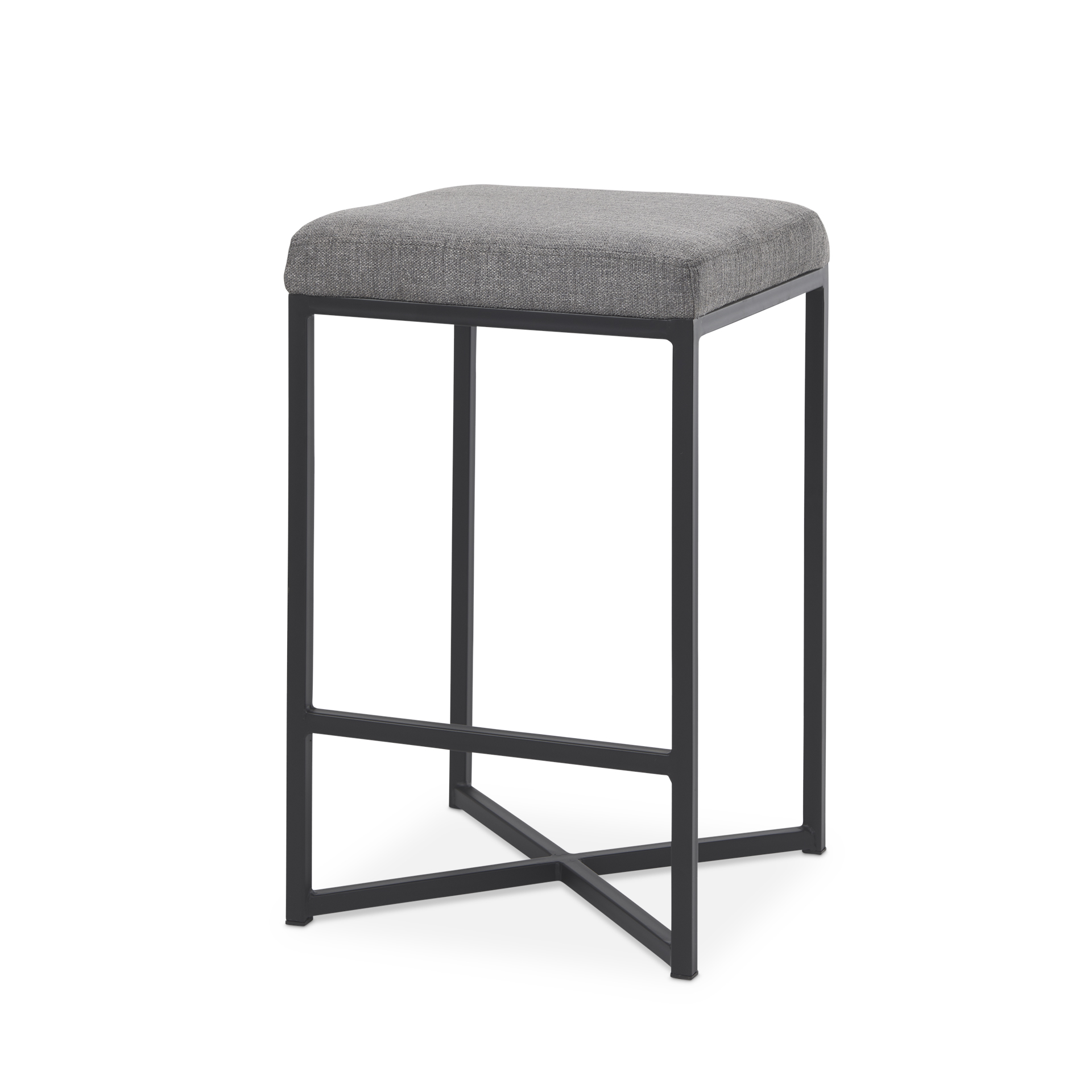 frodo 16.5l x 16.5w x 26.4h gray fabric seat w/black iron frame counter stool