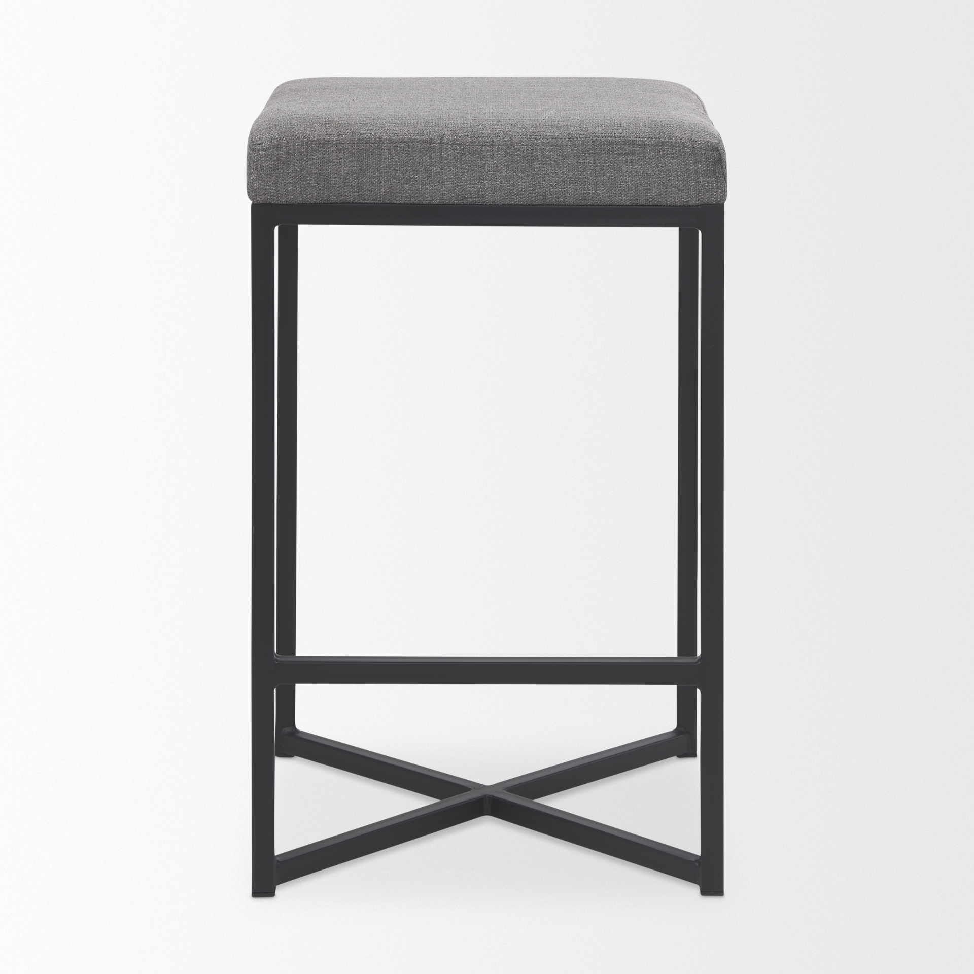 frodo 16.5l x 16.5w x 26.4h gray fabric seat w/black iron frame counter stool