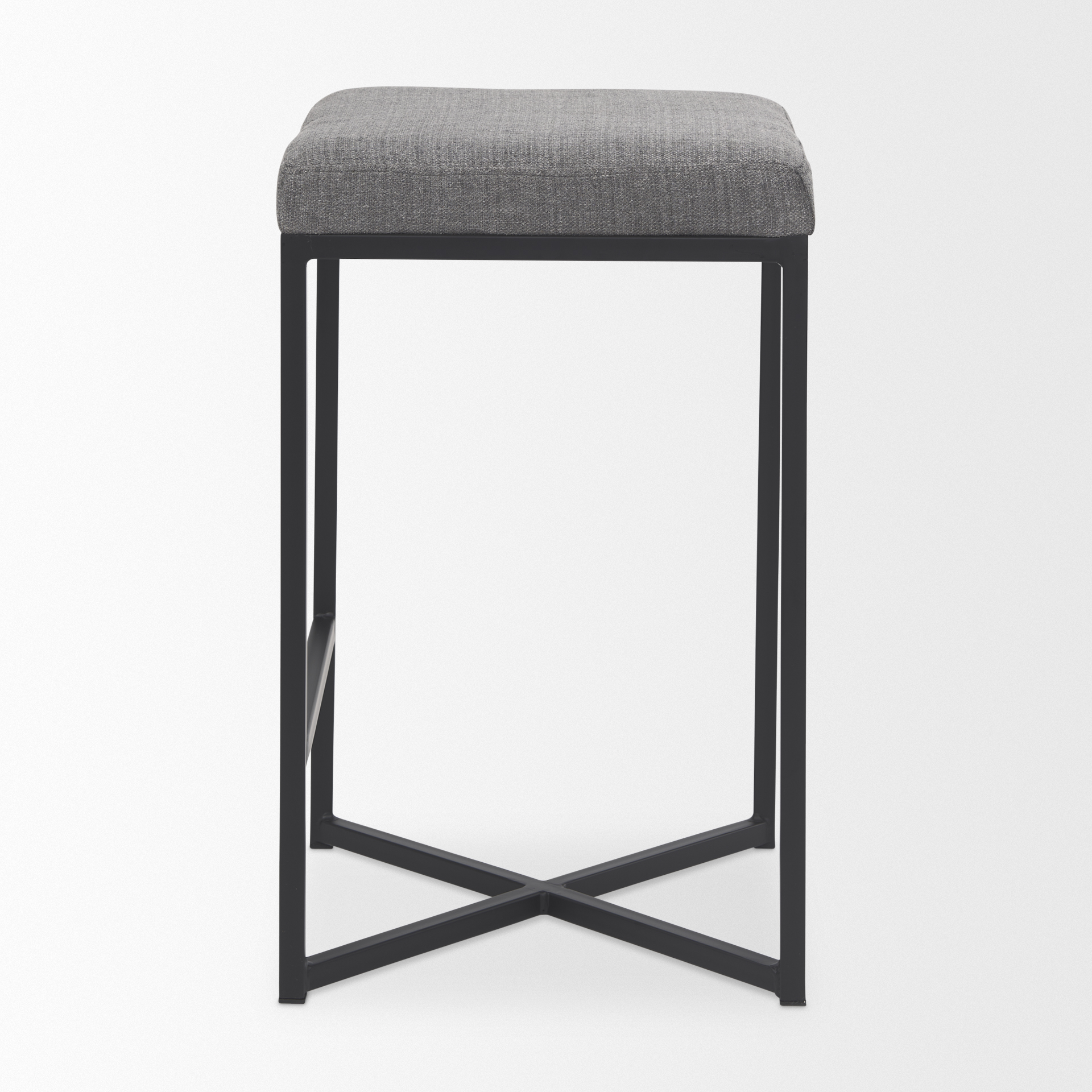 frodo 16.5l x 16.5w x 26.4h gray fabric seat w/black iron frame counter stool