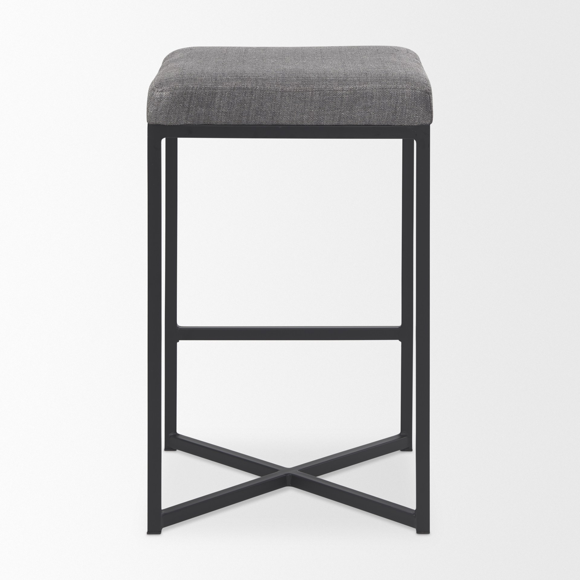 frodo 16.5l x 16.5w x 26.4h gray fabric seat w/black iron frame counter stool