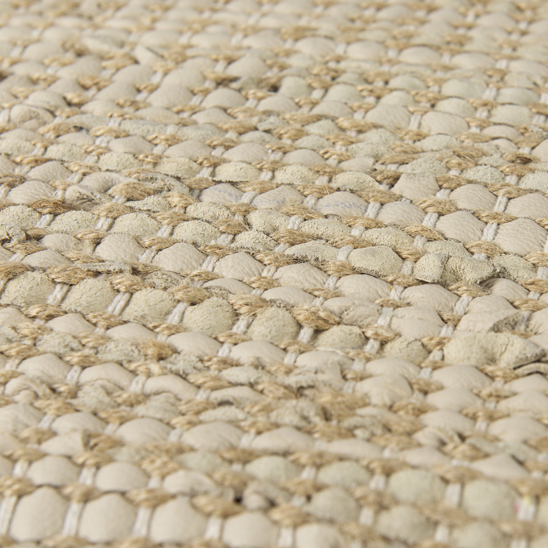 aalia 16.0l x 16.0w x 16.0h beige leather and jute pouf