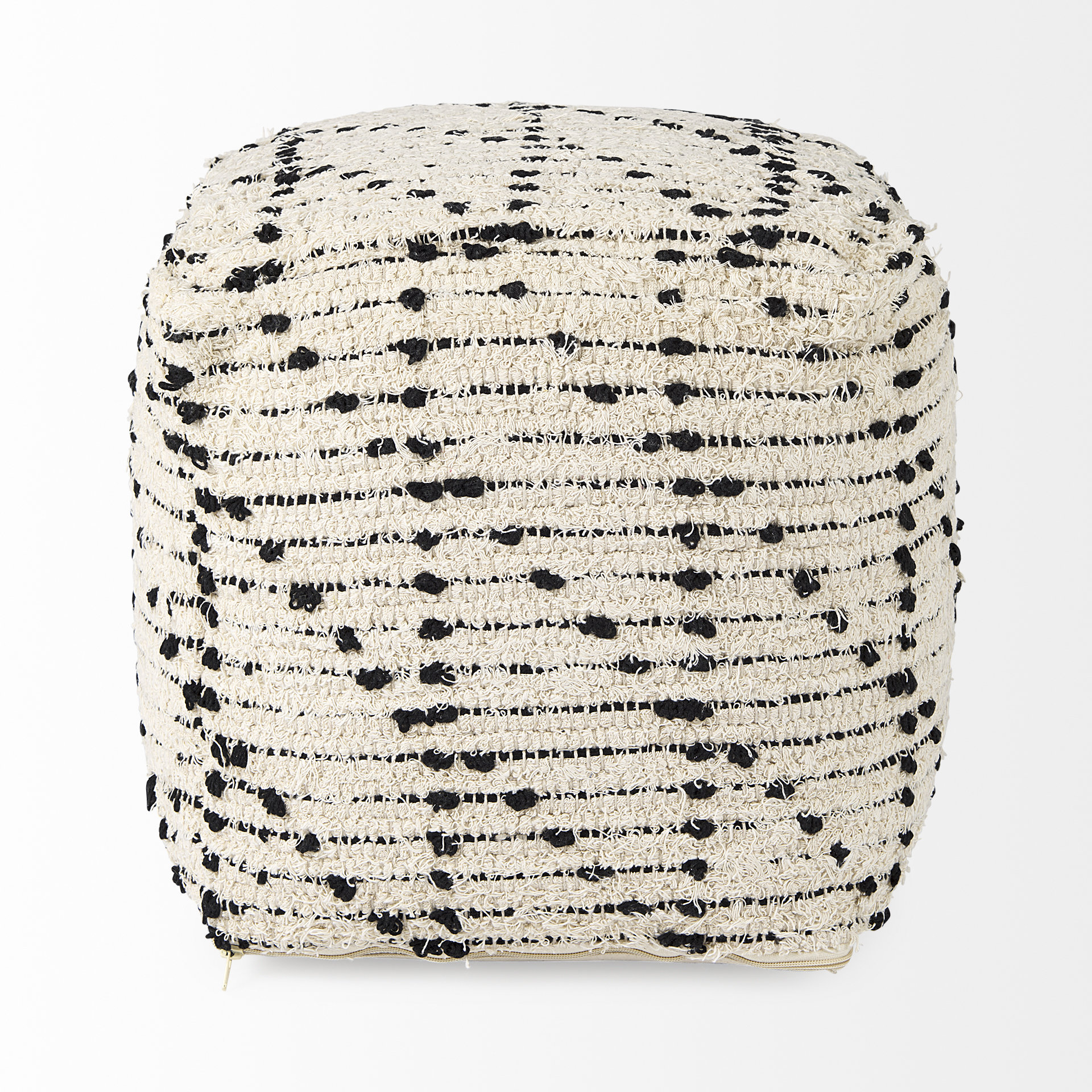 aarohi 16.0l x 16.0w x 16.0h cream/black cotton patterned pouf