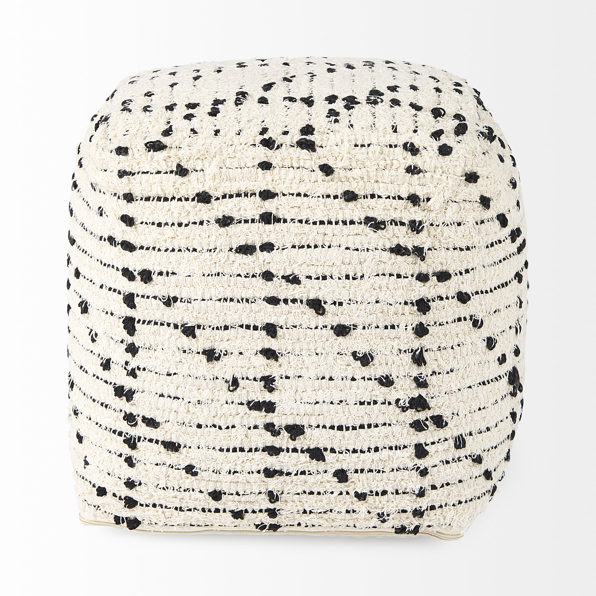 aarohi 16.0l x 16.0w x 16.0h cream/black cotton patterned pouf