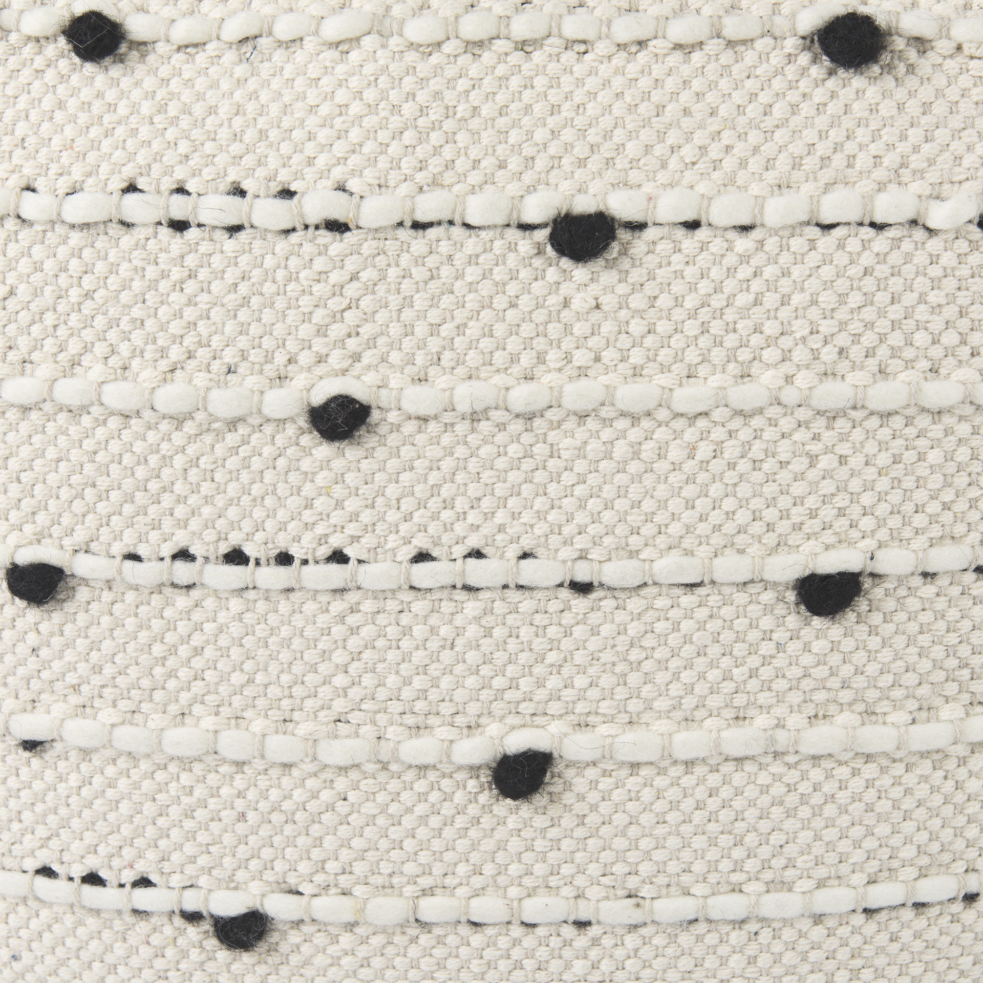amaira 16.0l x 16.0w x 16.0h cream/black/white patterned wool and cotton pouf