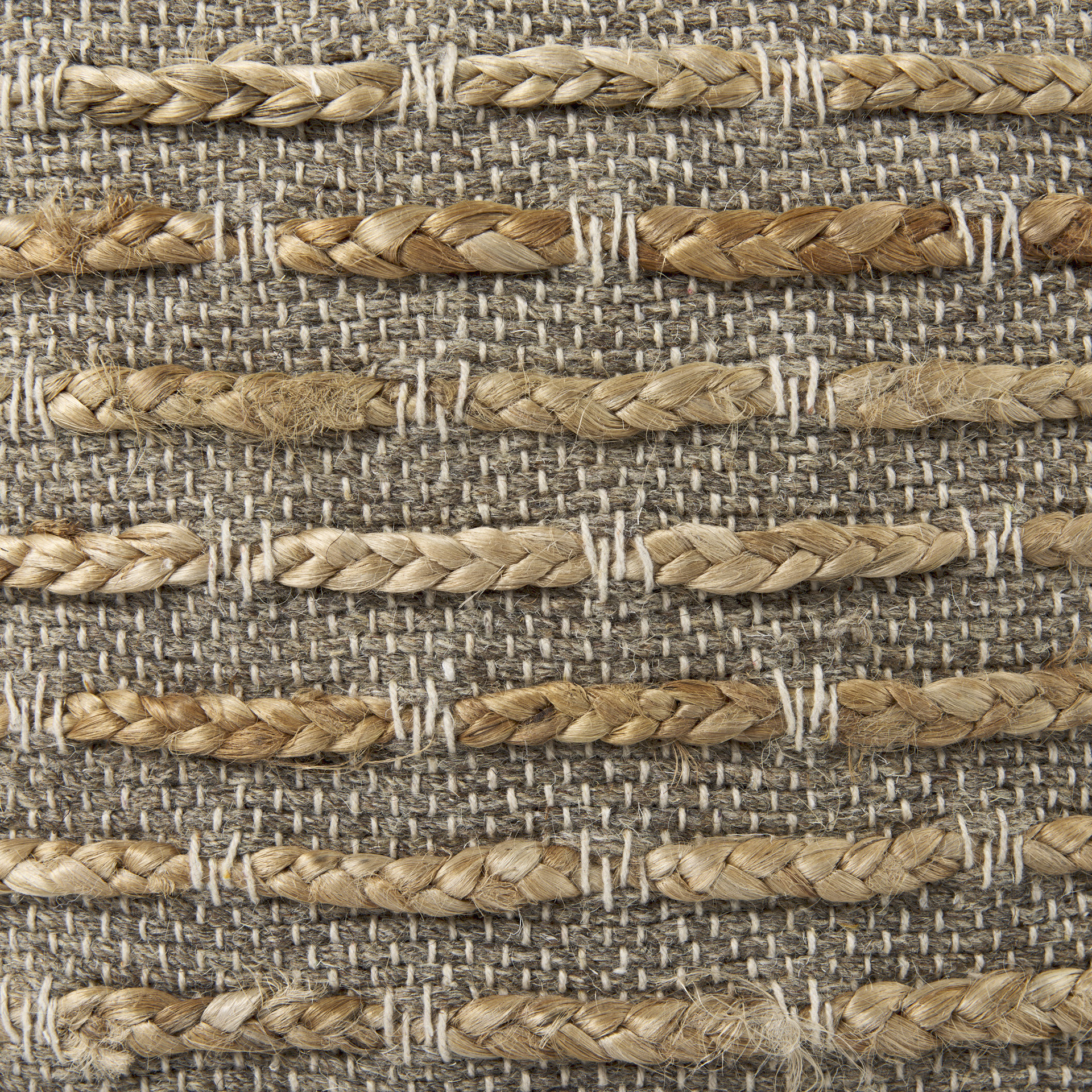 binita 16.0l x 16.0w x 16.0h gray/brown hemp wool and cotton pouf