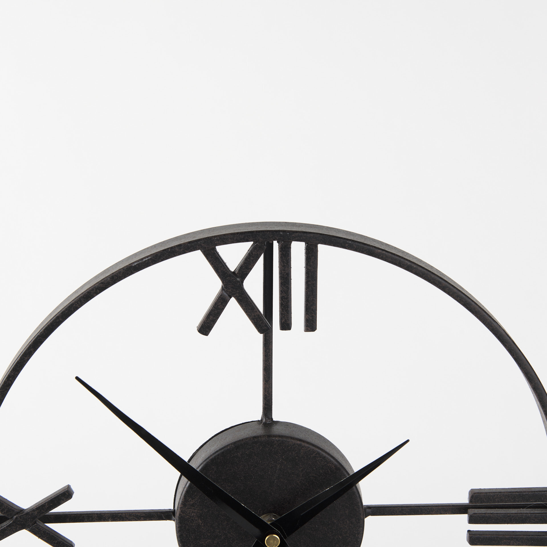 oris black metal/wood open frame table clock