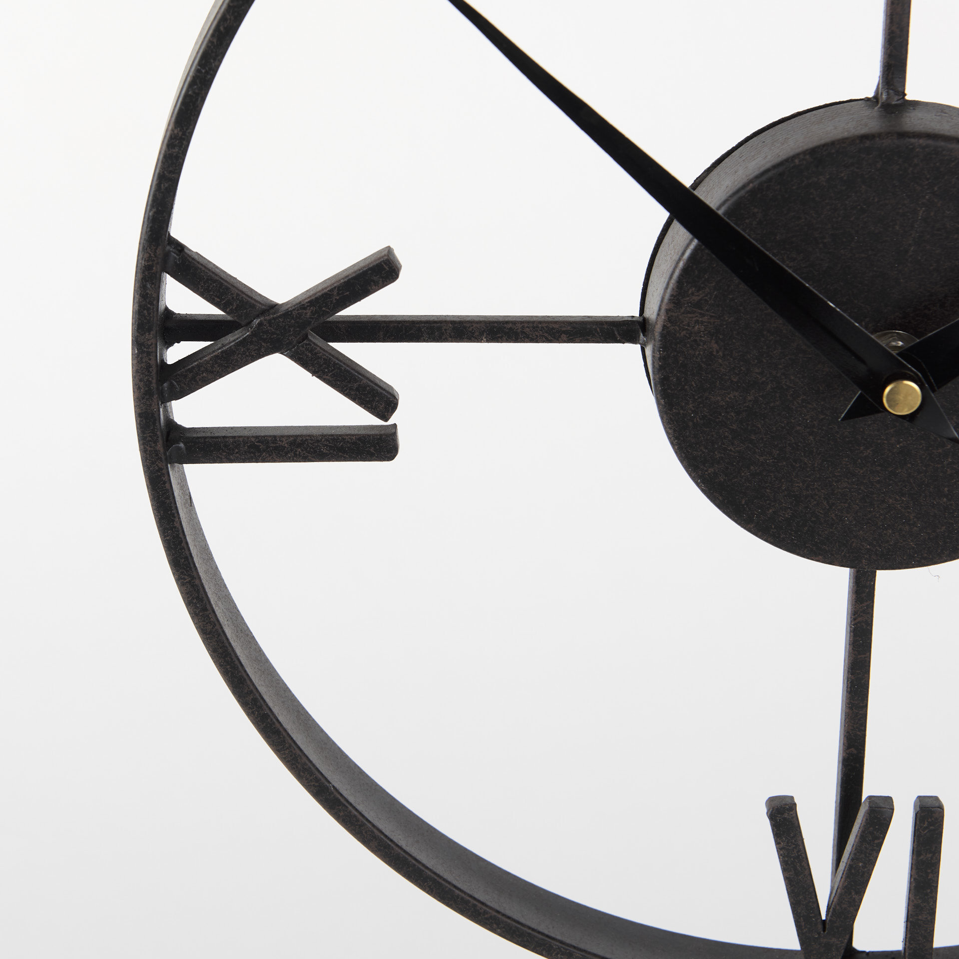 oris black metal/wood open frame table clock