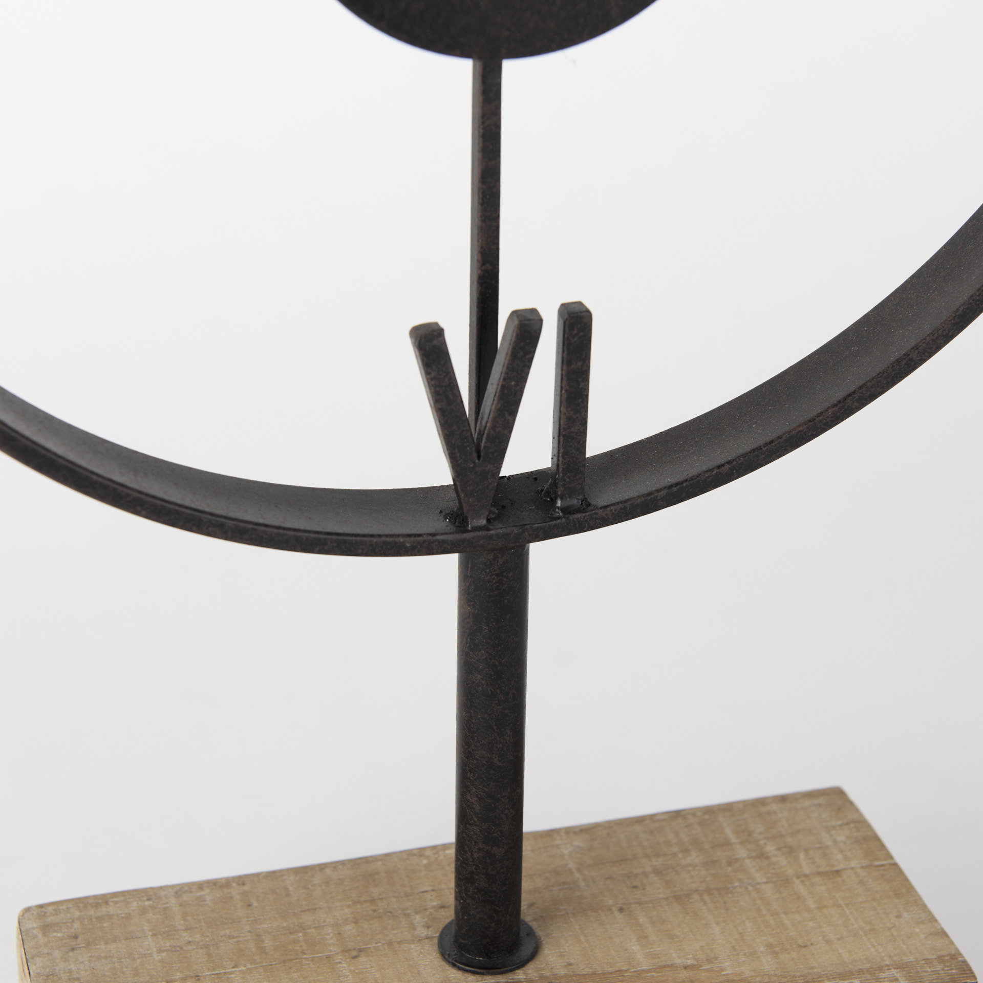 oris black metal/wood open frame table clock