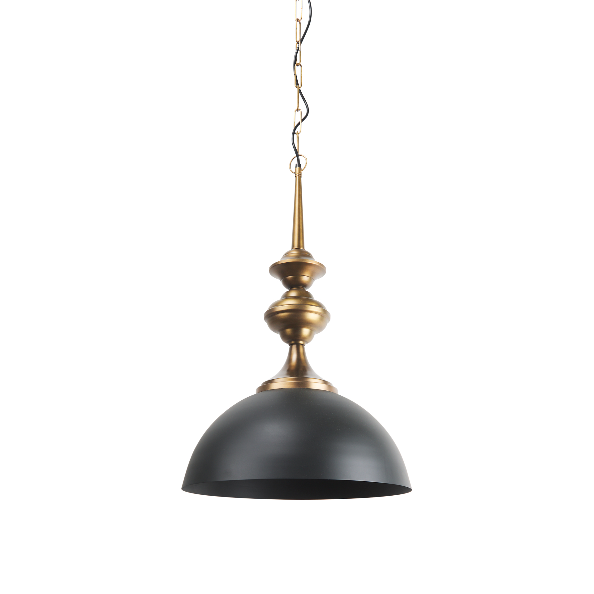 willson 17.0l x 17.0w x 29.0h black iron w/antique brass dome pendant light