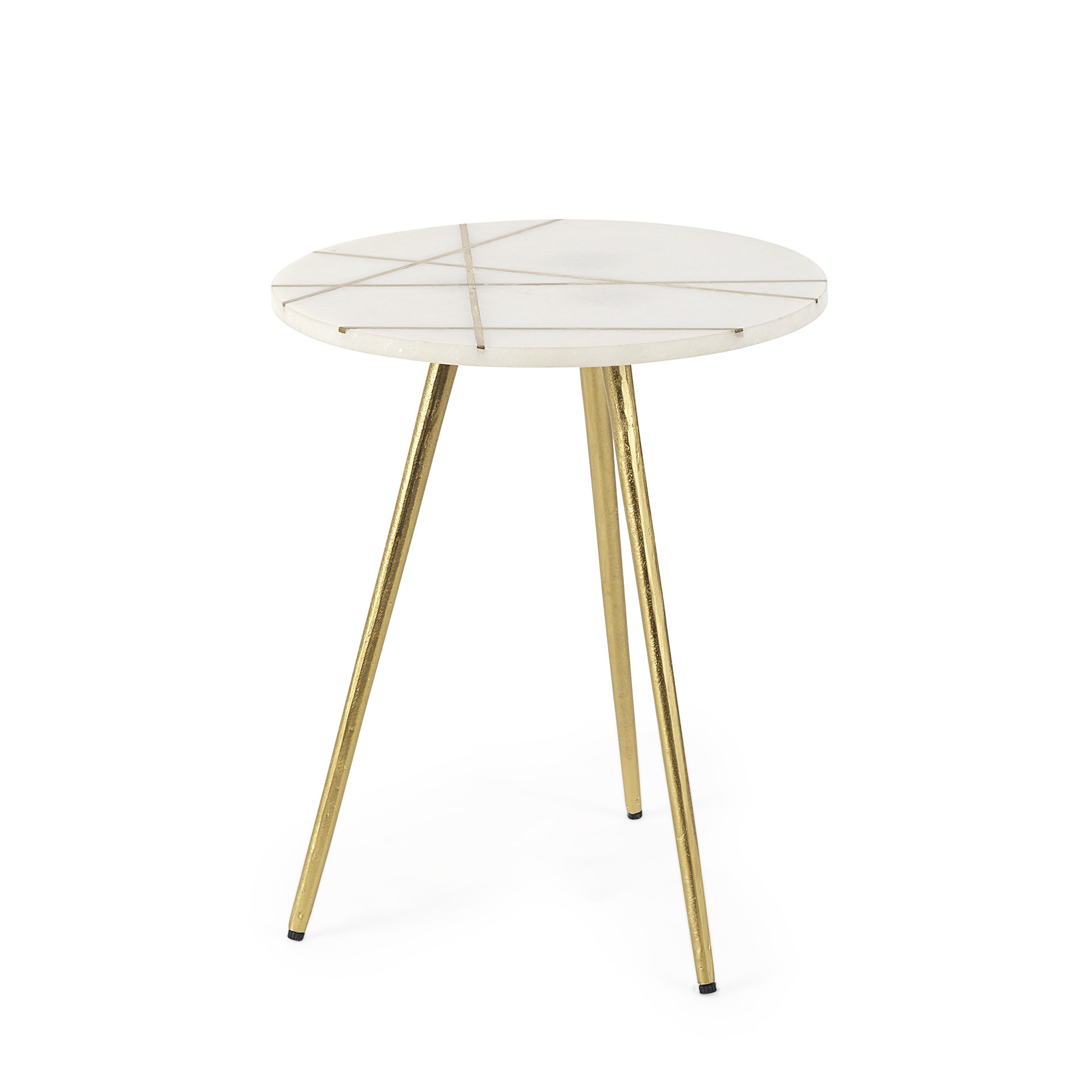 vivienne 16.0l x 16.0w x 19.0h white marble w/antique gold metal round small side table