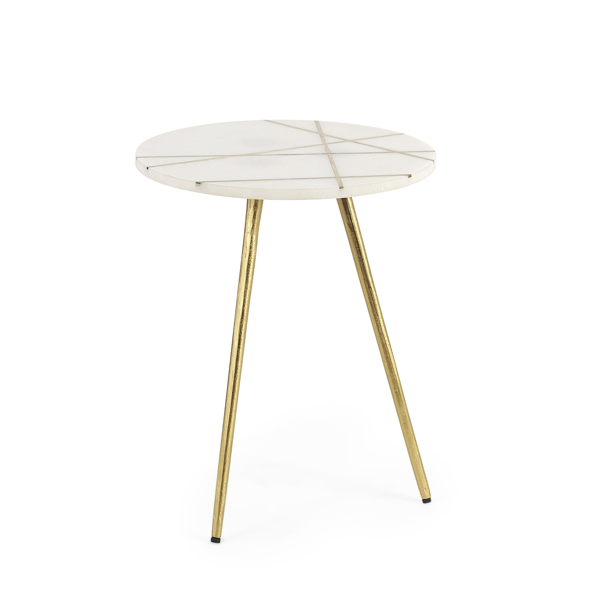 vivienne 16.0l x 16.0w x 19.0h white marble w/antique gold metal round small side table