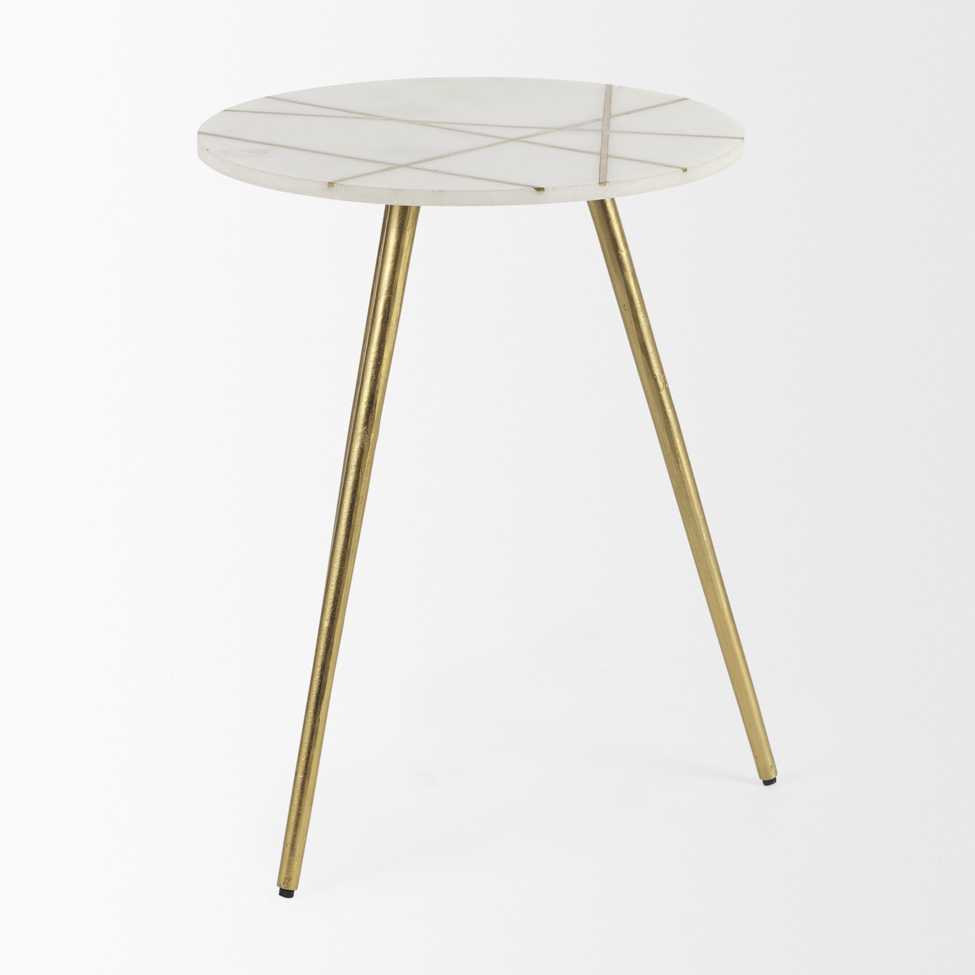 vivienne 18.0l x 18.0w x 23.0h white marble w/antique gold metal round large accent table