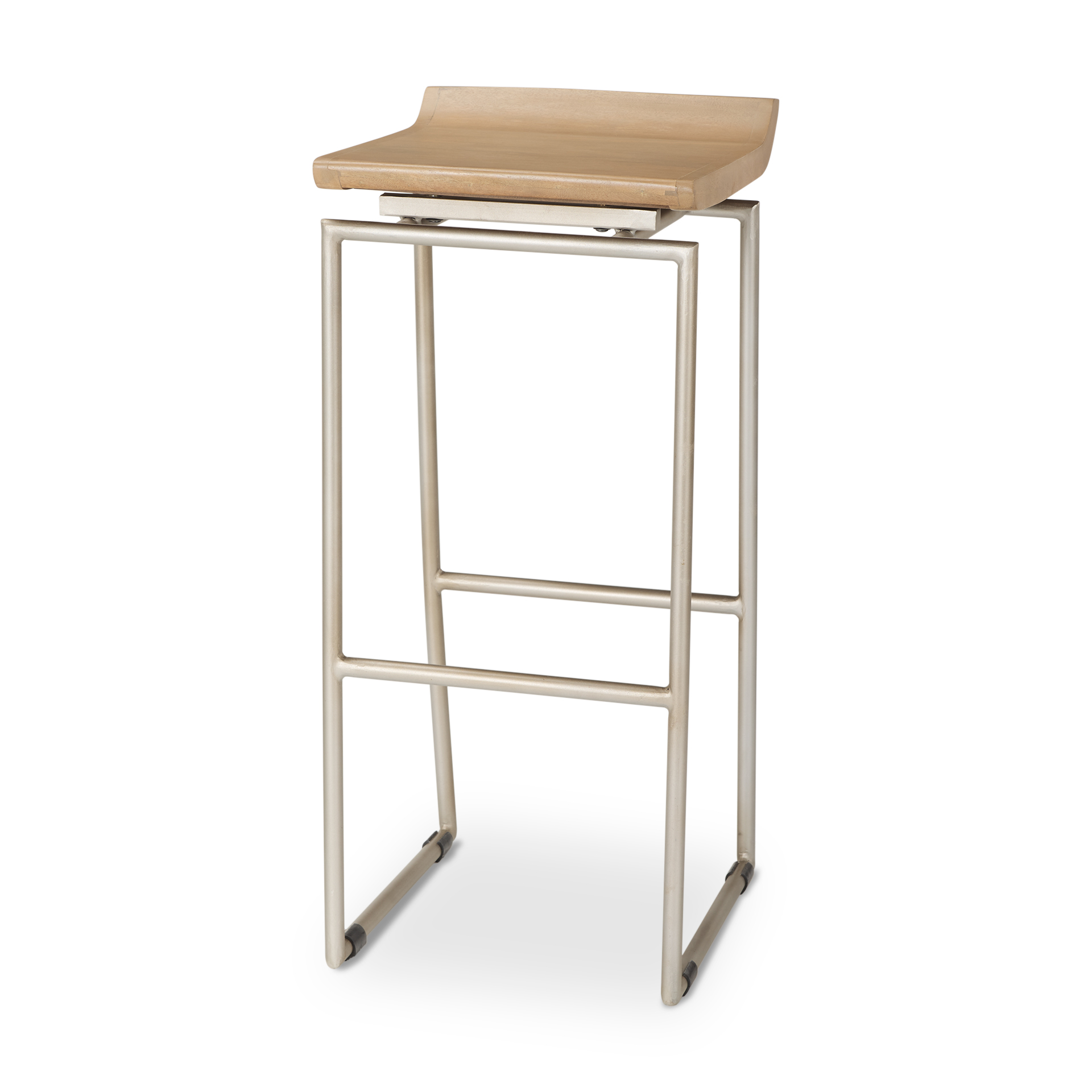 givens 14.0l x 15.8w x 31.8h brown wood w/silver metal frame bar stool