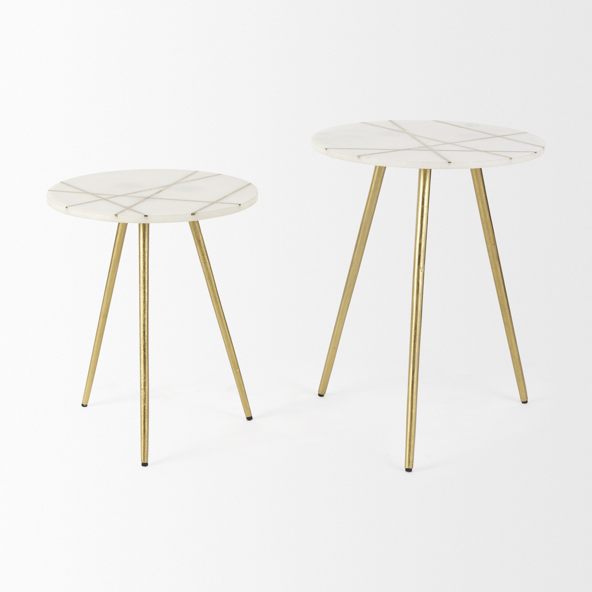 vivienne 18.0l x 18.0w x 23.0h white marble w/antique gold metal round large accent table