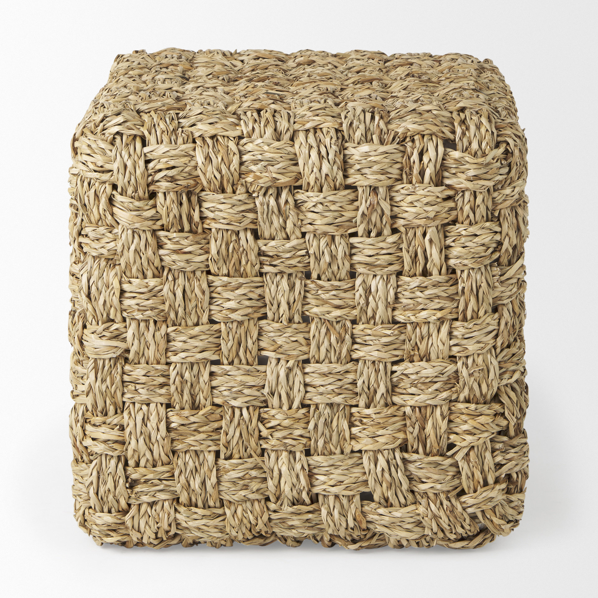 adele 17.7l x 17.7w x 17.7h medium brown seagrass woven square pouf
