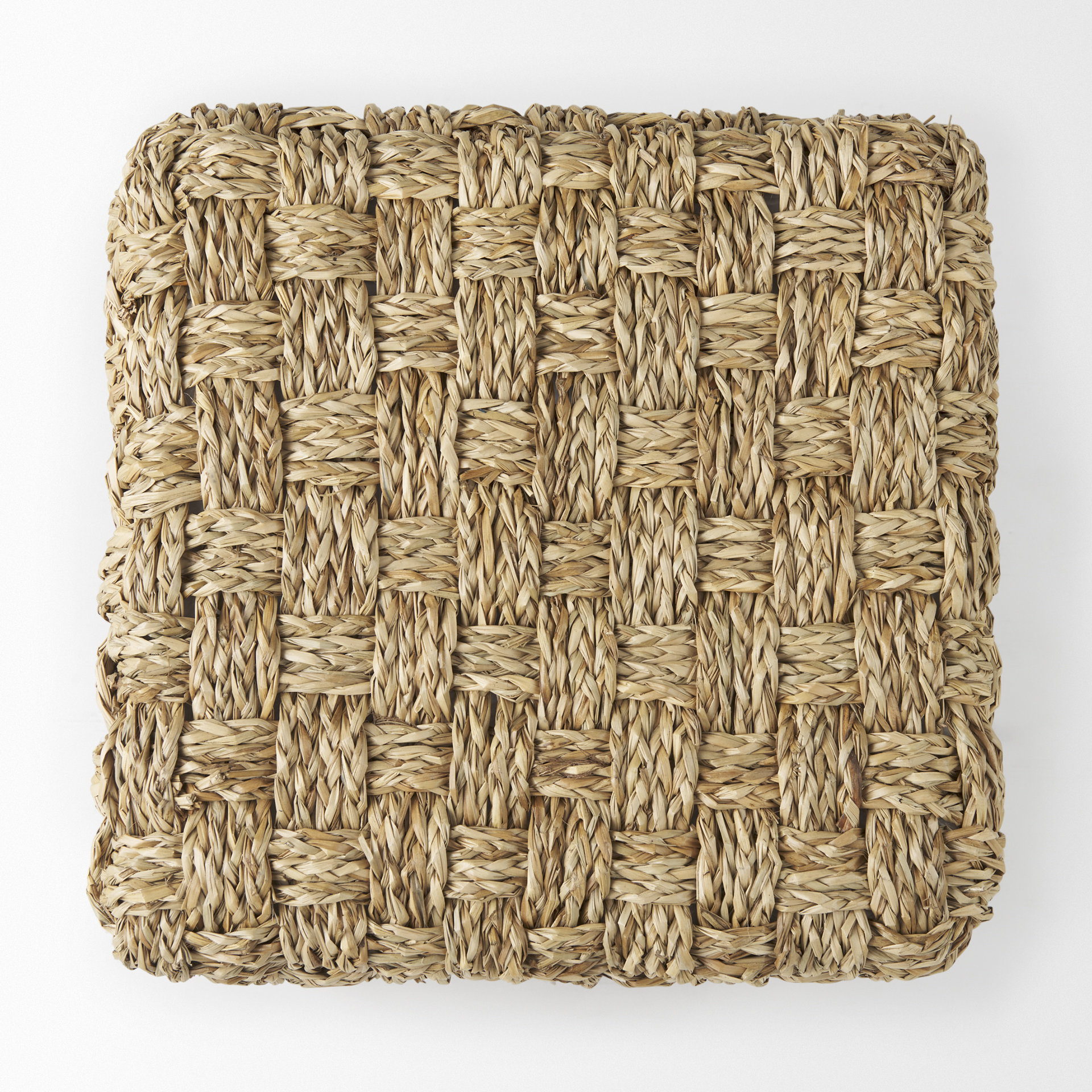 adele 17.7l x 17.7w x 17.7h medium brown seagrass woven square pouf