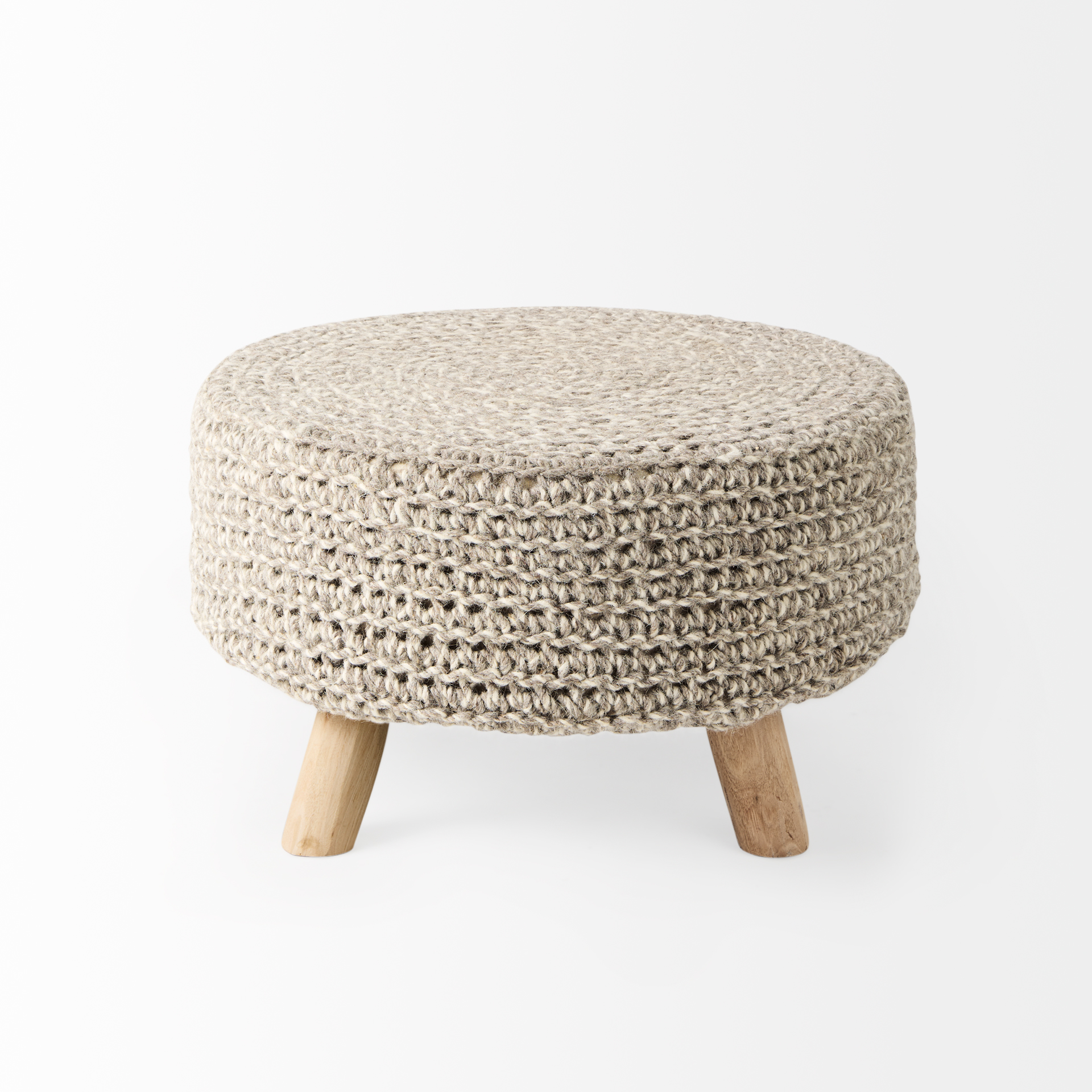 bina 24.0l x 24.0w x 14.0h light gray 4 legged wool stool