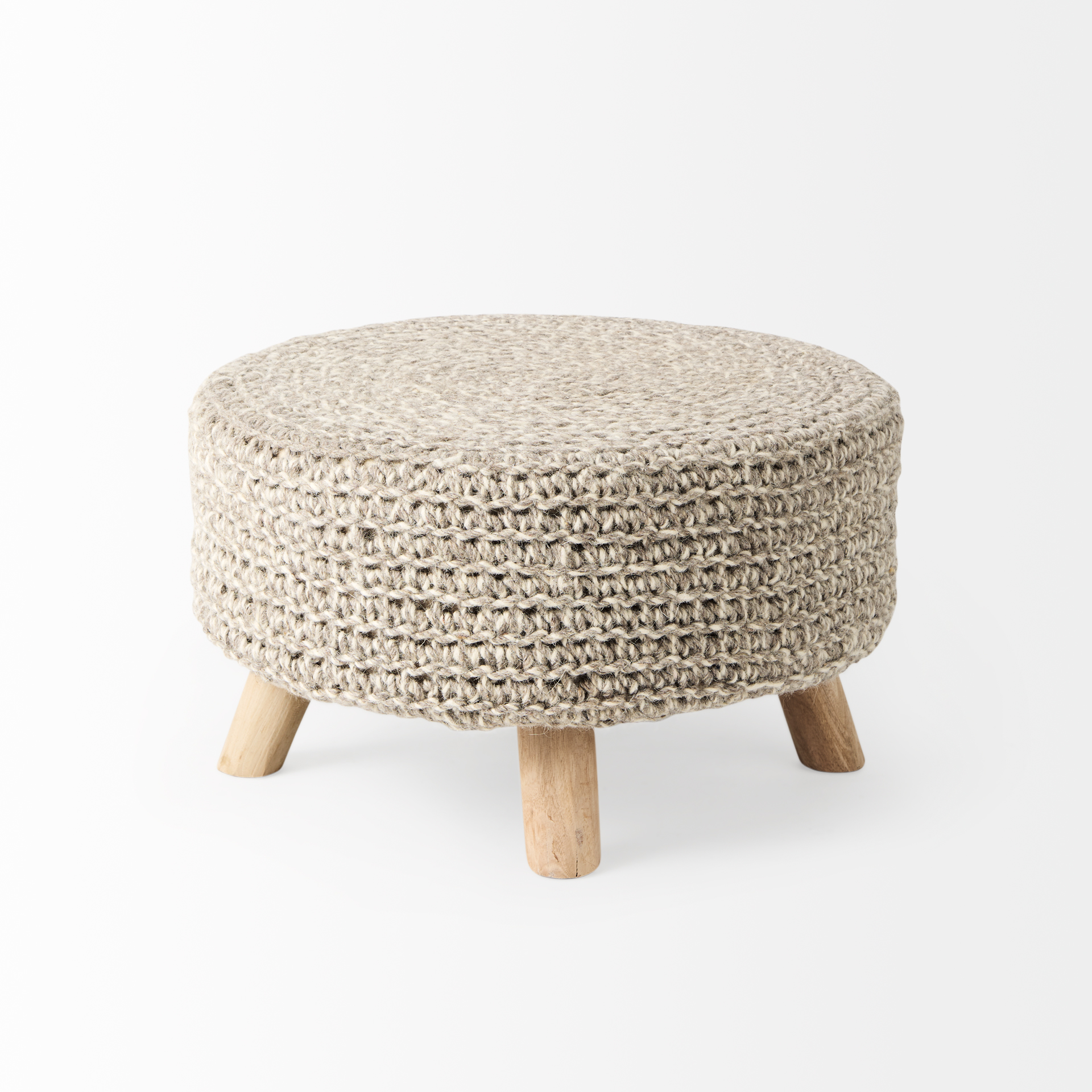 bina 24.0l x 24.0w x 14.0h light gray 4 legged wool stool