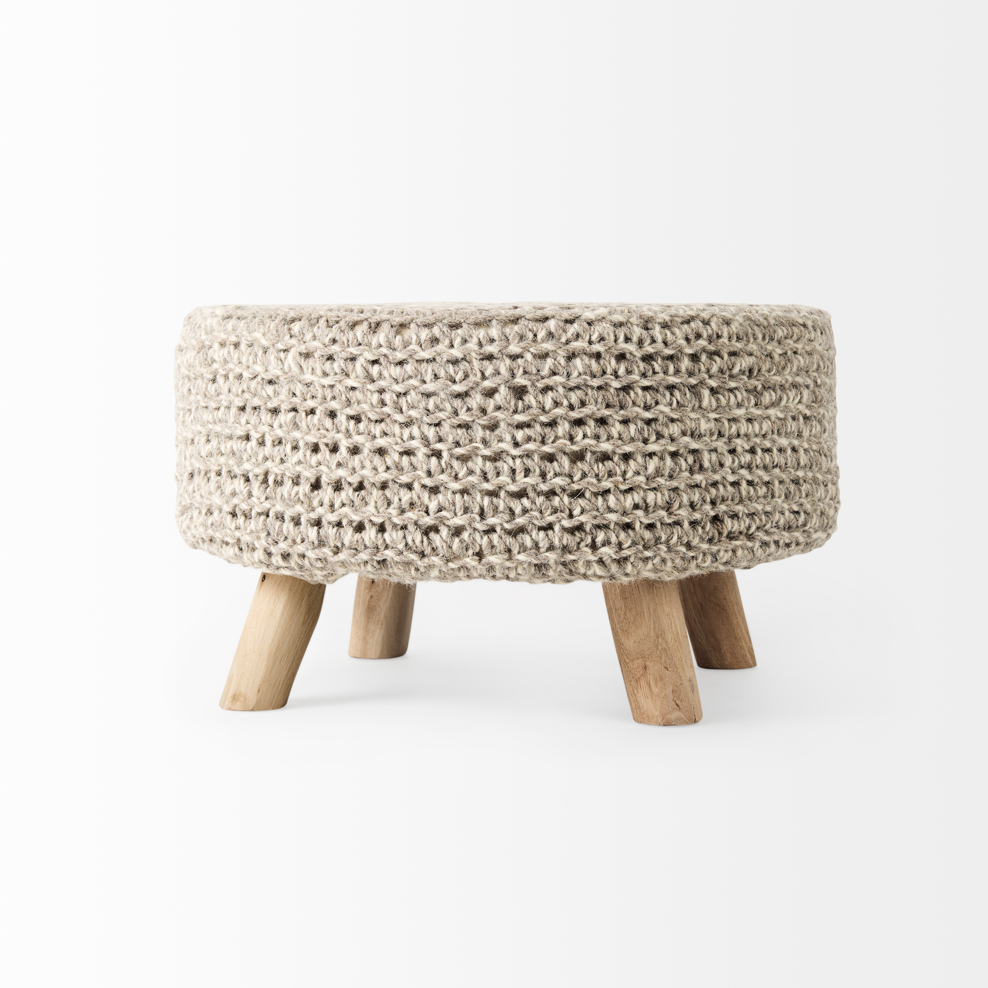 bina 24.0l x 24.0w x 14.0h light gray 4 legged wool stool