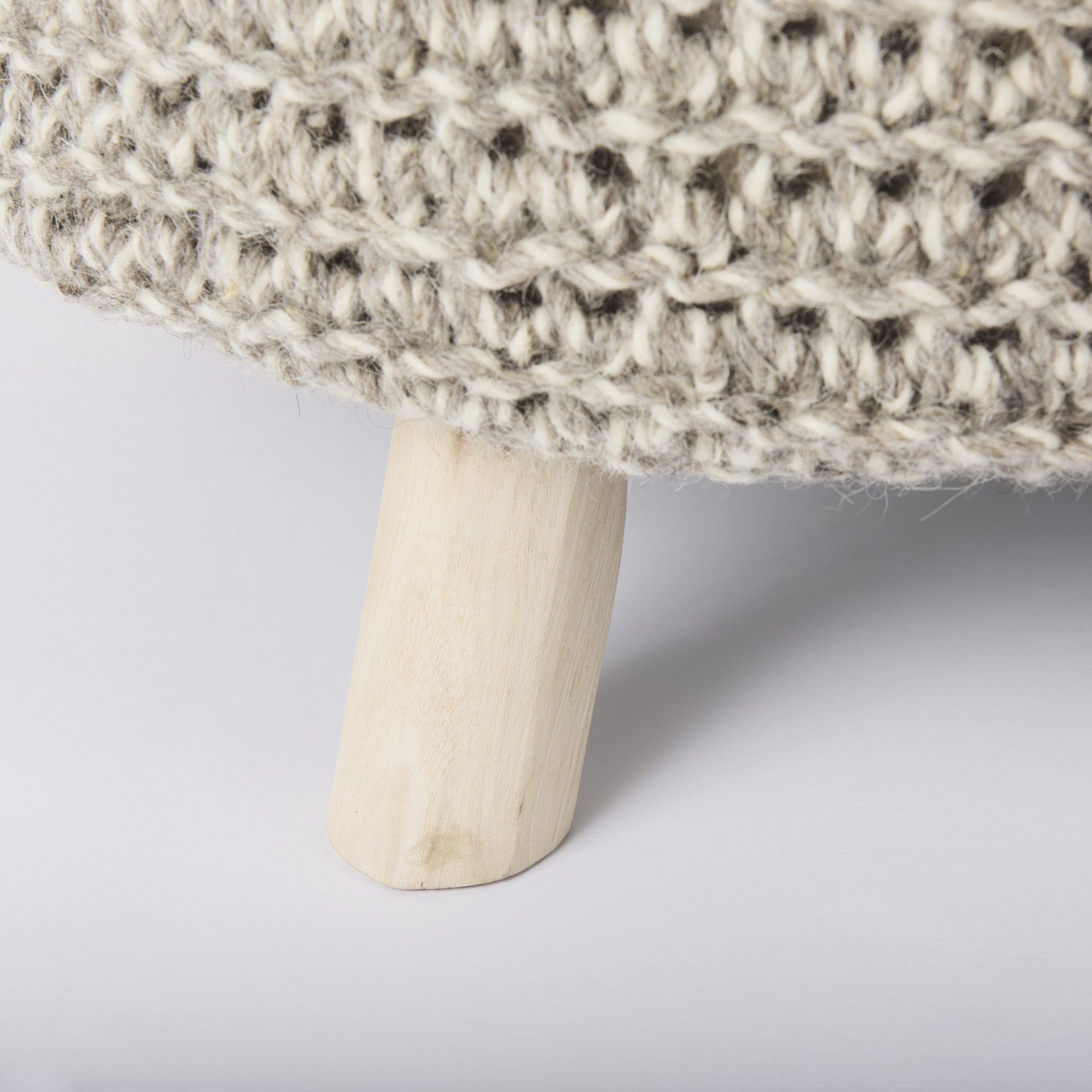 bina 24.0l x 24.0w x 14.0h light gray 4 legged wool stool