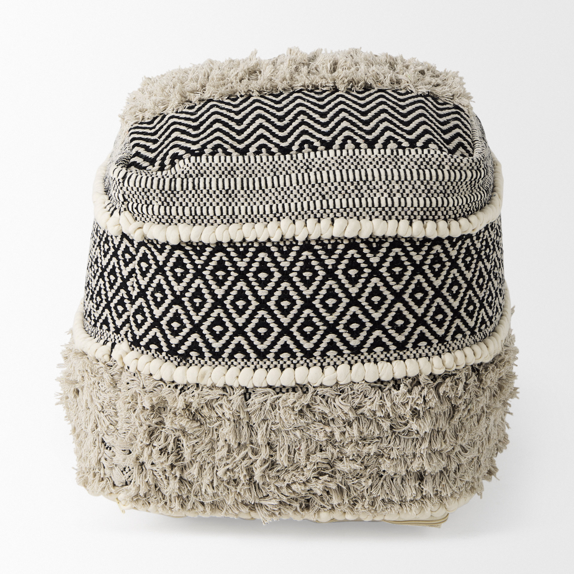 darika 16.0l x 16.0w x 16.0h black/white/gray cotton pouf