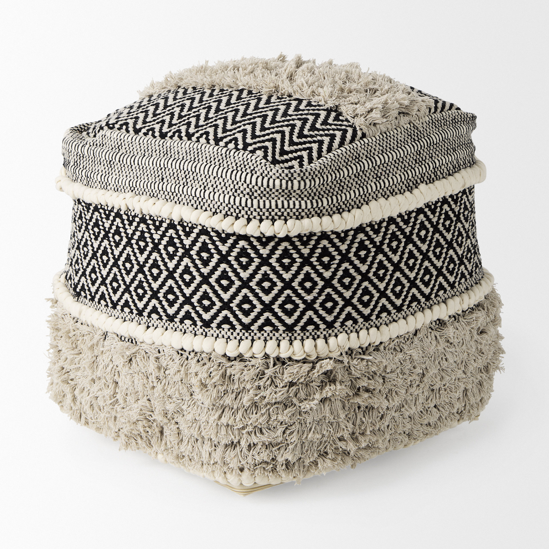 darika 16.0l x 16.0w x 16.0h black/white/gray cotton pouf