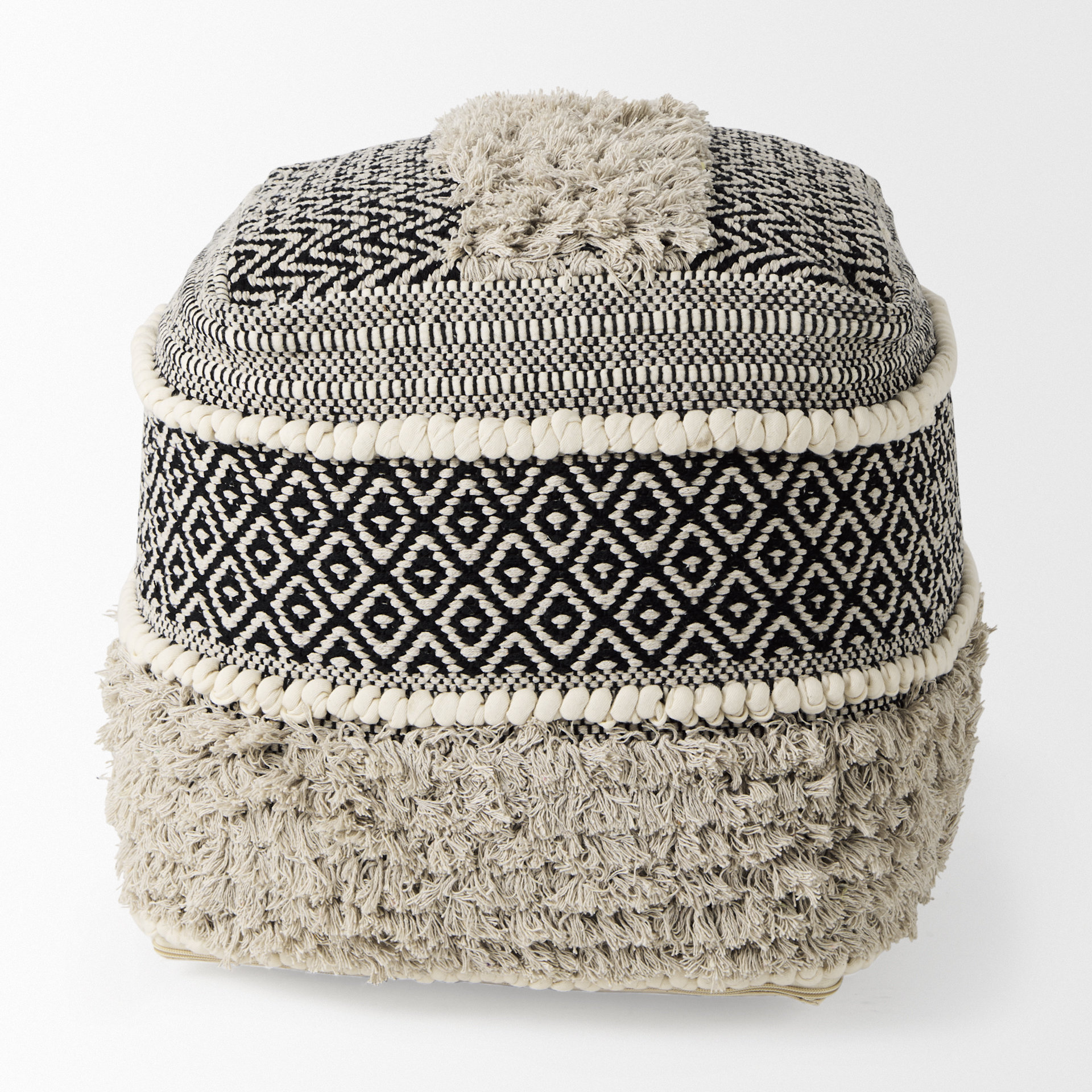 darika 16.0l x 16.0w x 16.0h black/white/gray cotton pouf
