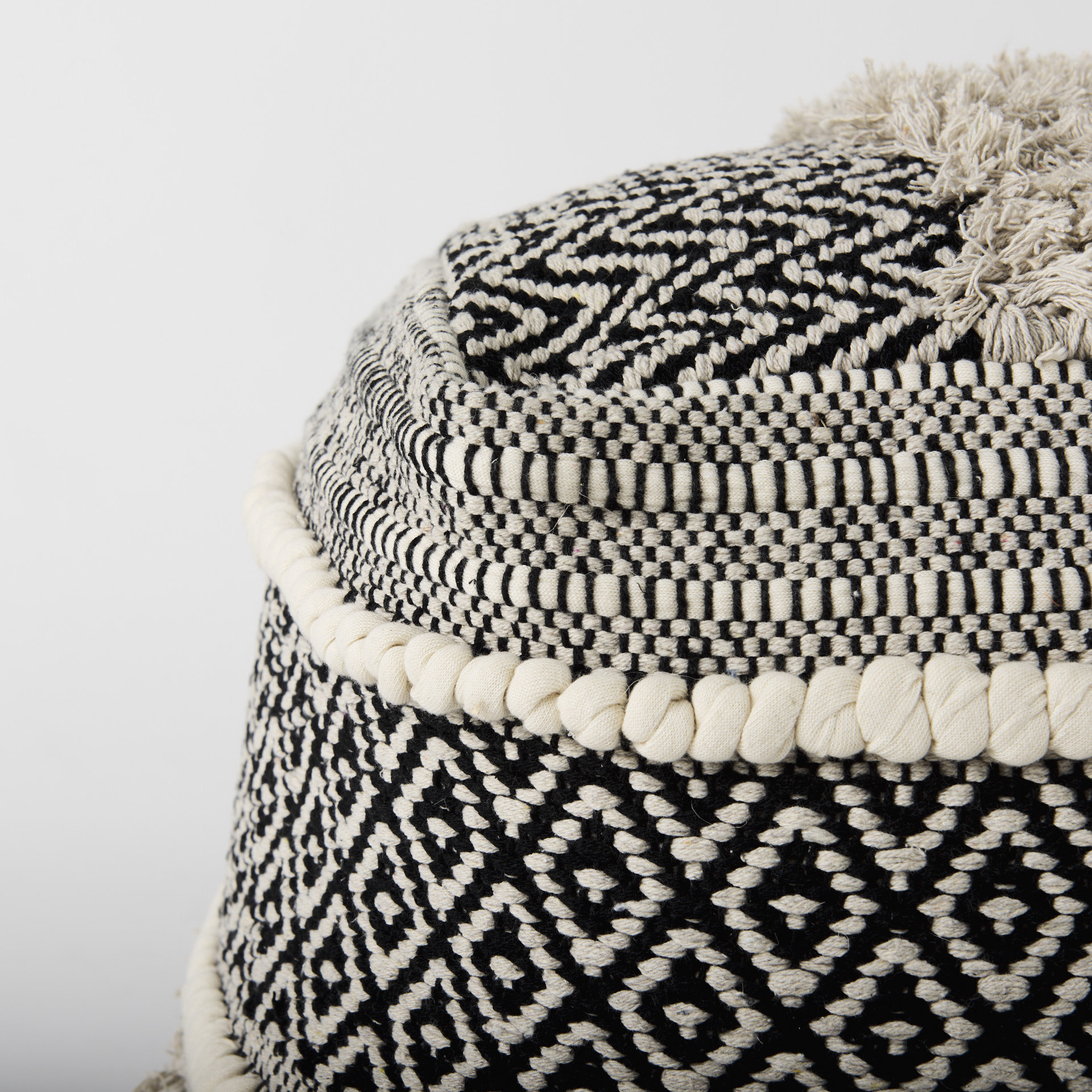 darika 16.0l x 16.0w x 16.0h black/white/gray cotton pouf